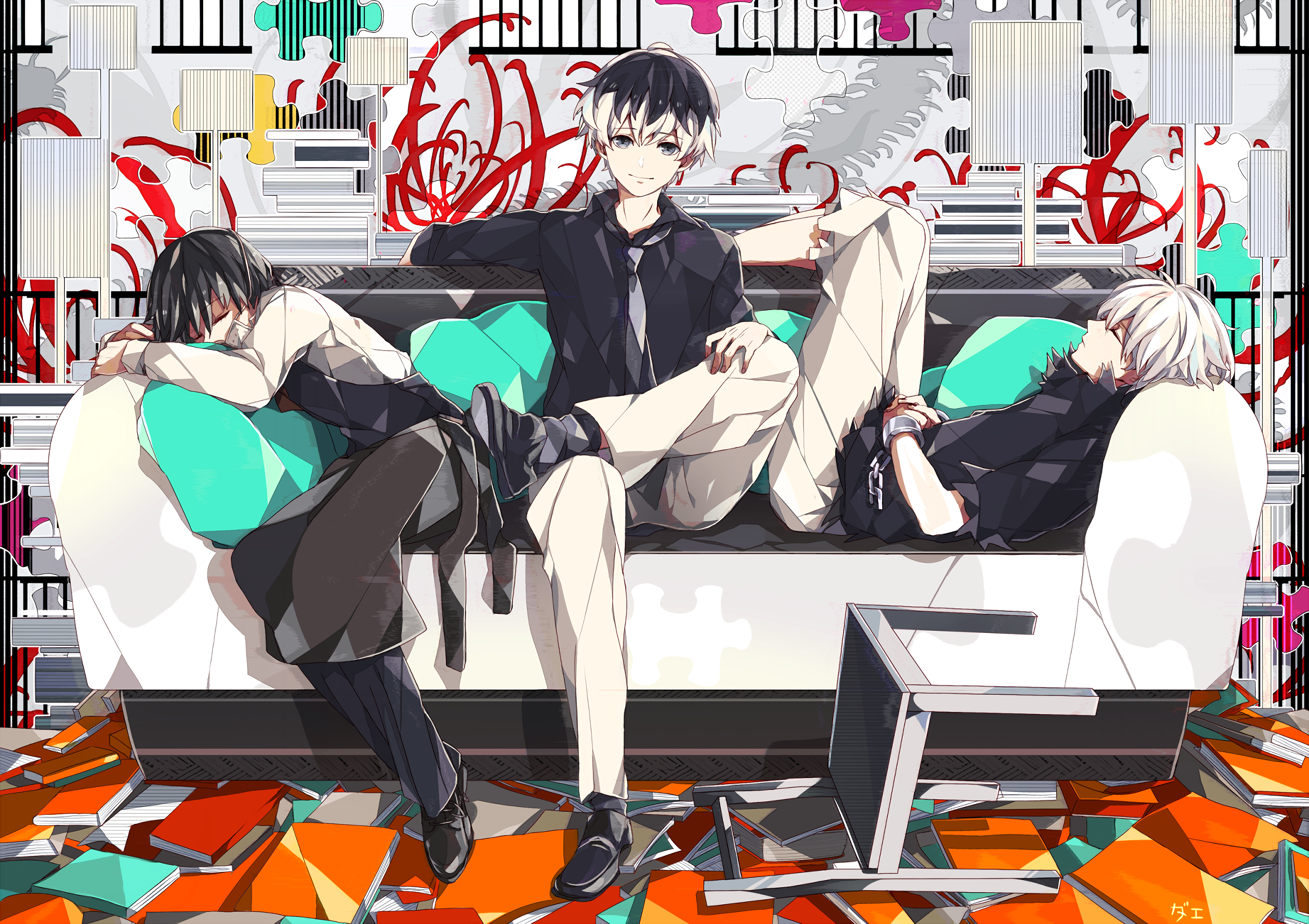 Tokyo Ghoul: Anime Boys on a Couch HD Wallpaper
