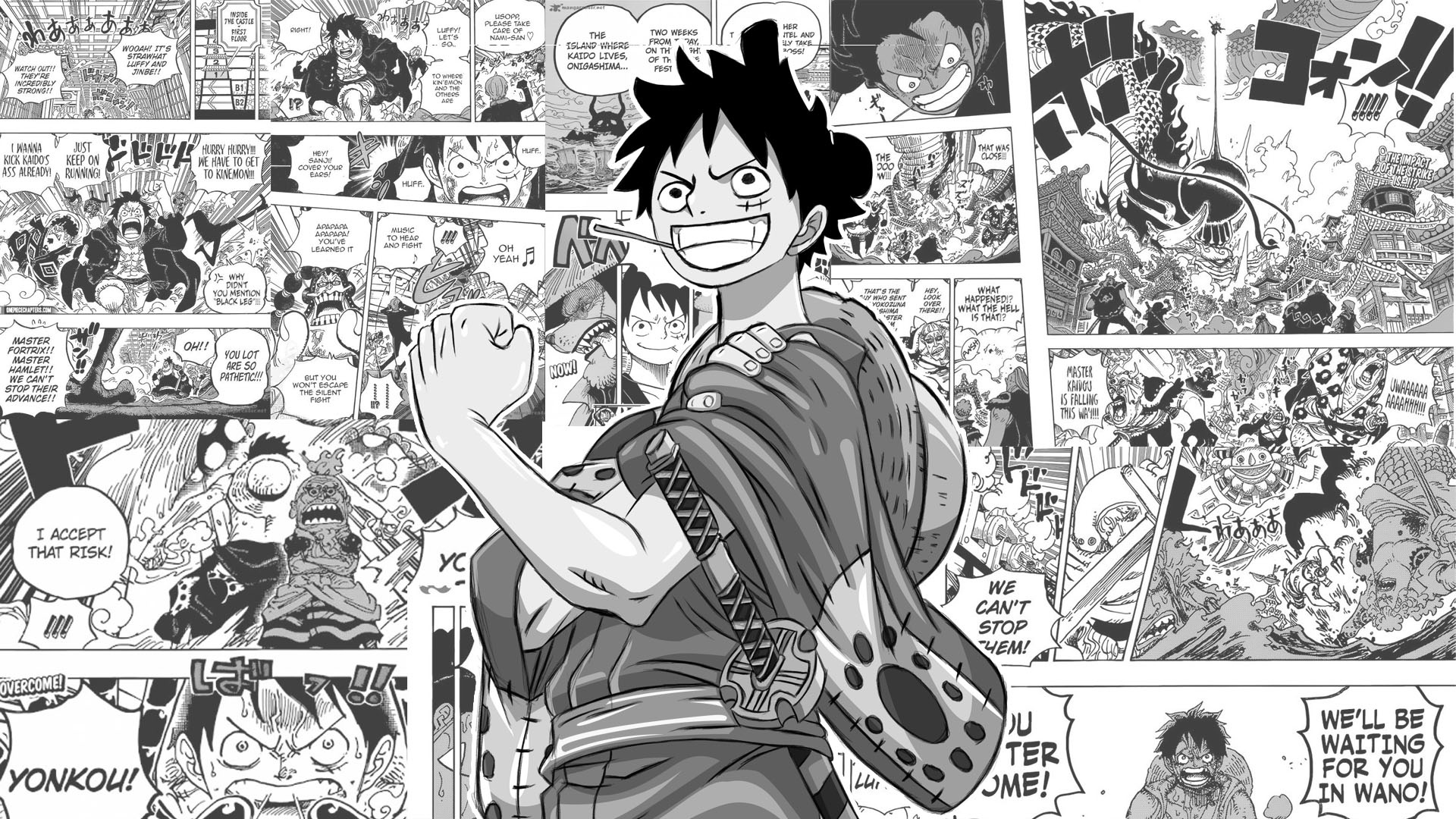 Monkey D. Luffy in One Piece Manga Collage HD Wallpaper
