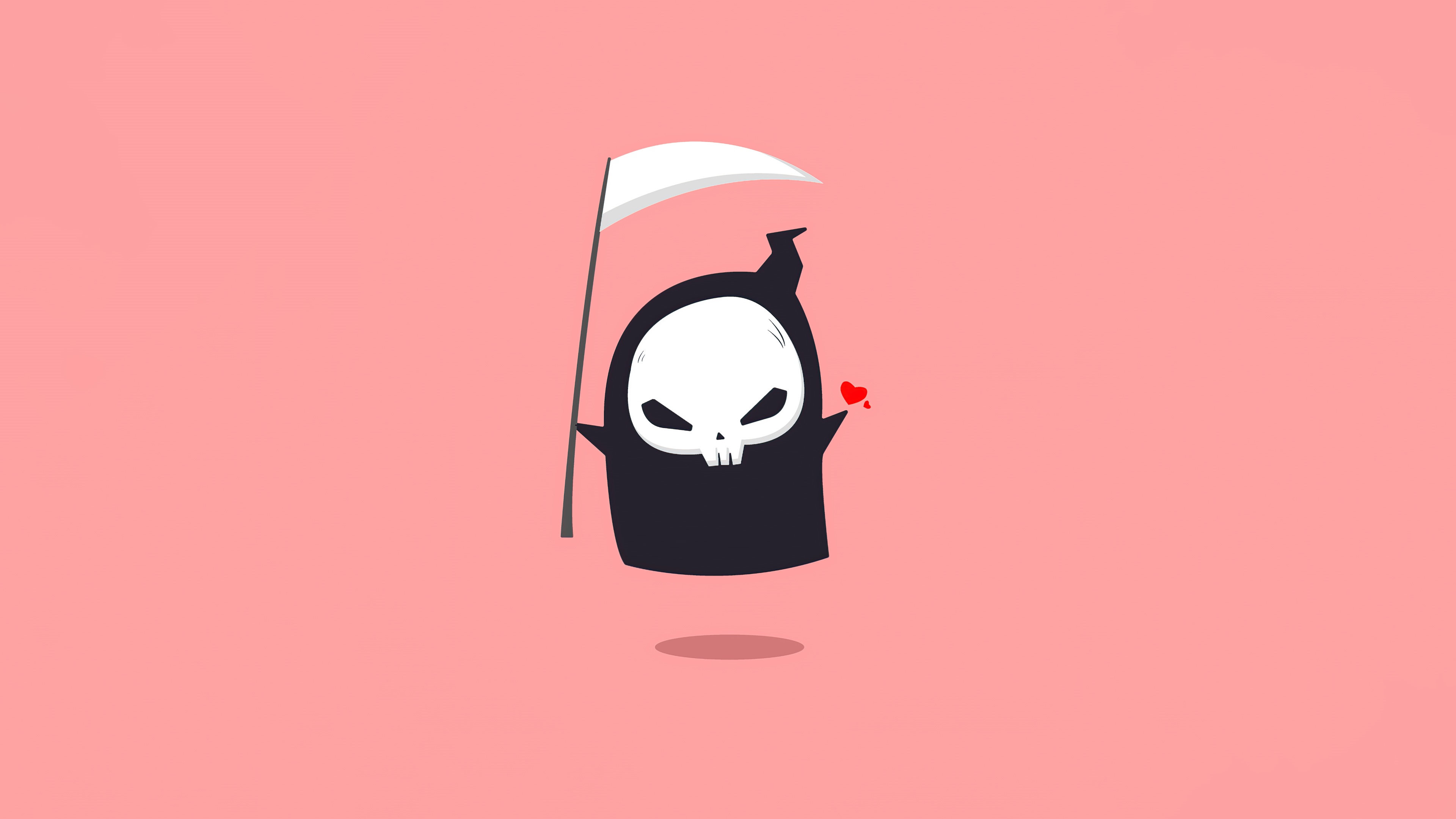 4K Death Artwork with Scythe and Heart HD Wallpaper