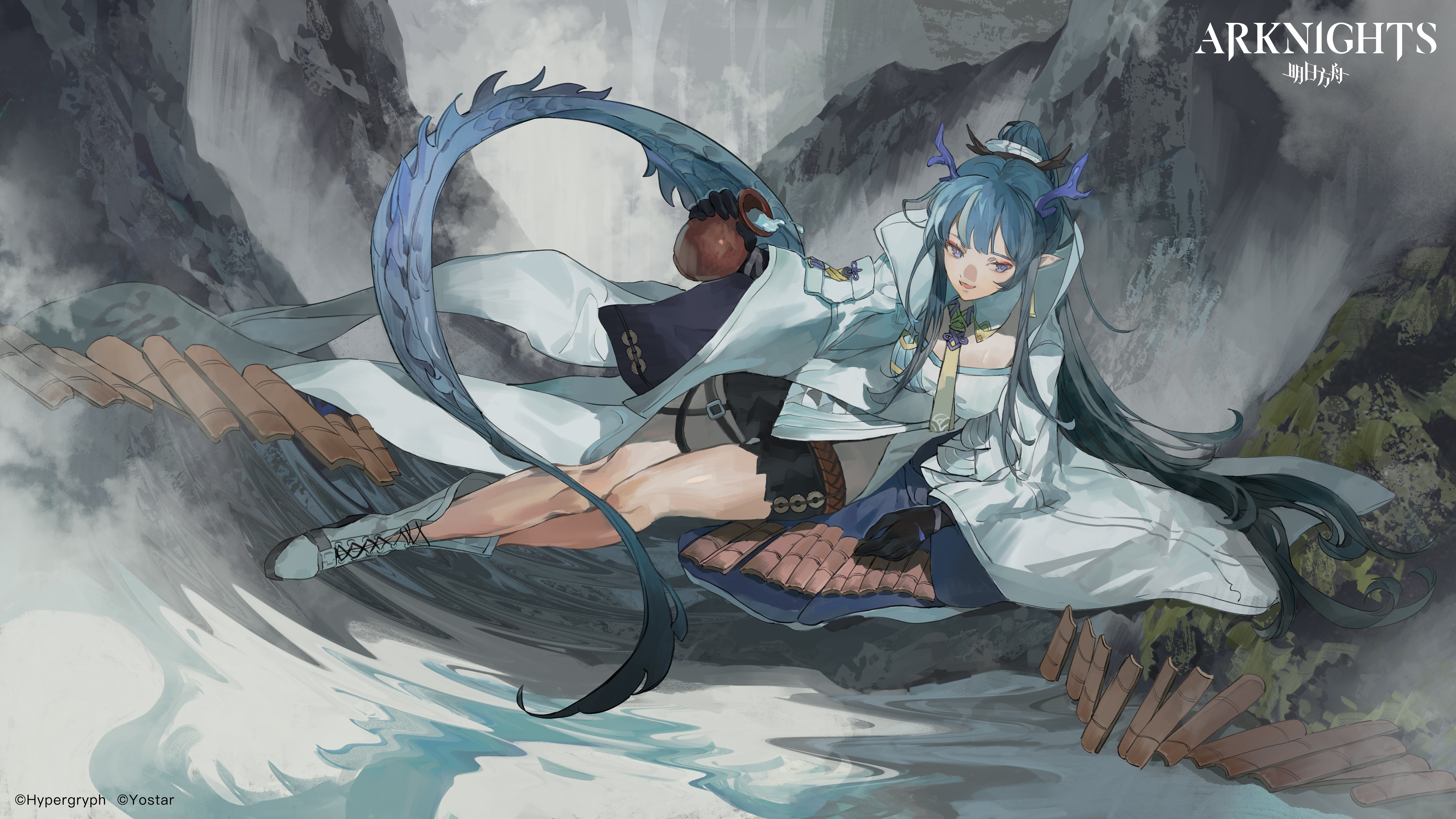 Ling from Arknights with a dragon tail HD Wallpaper