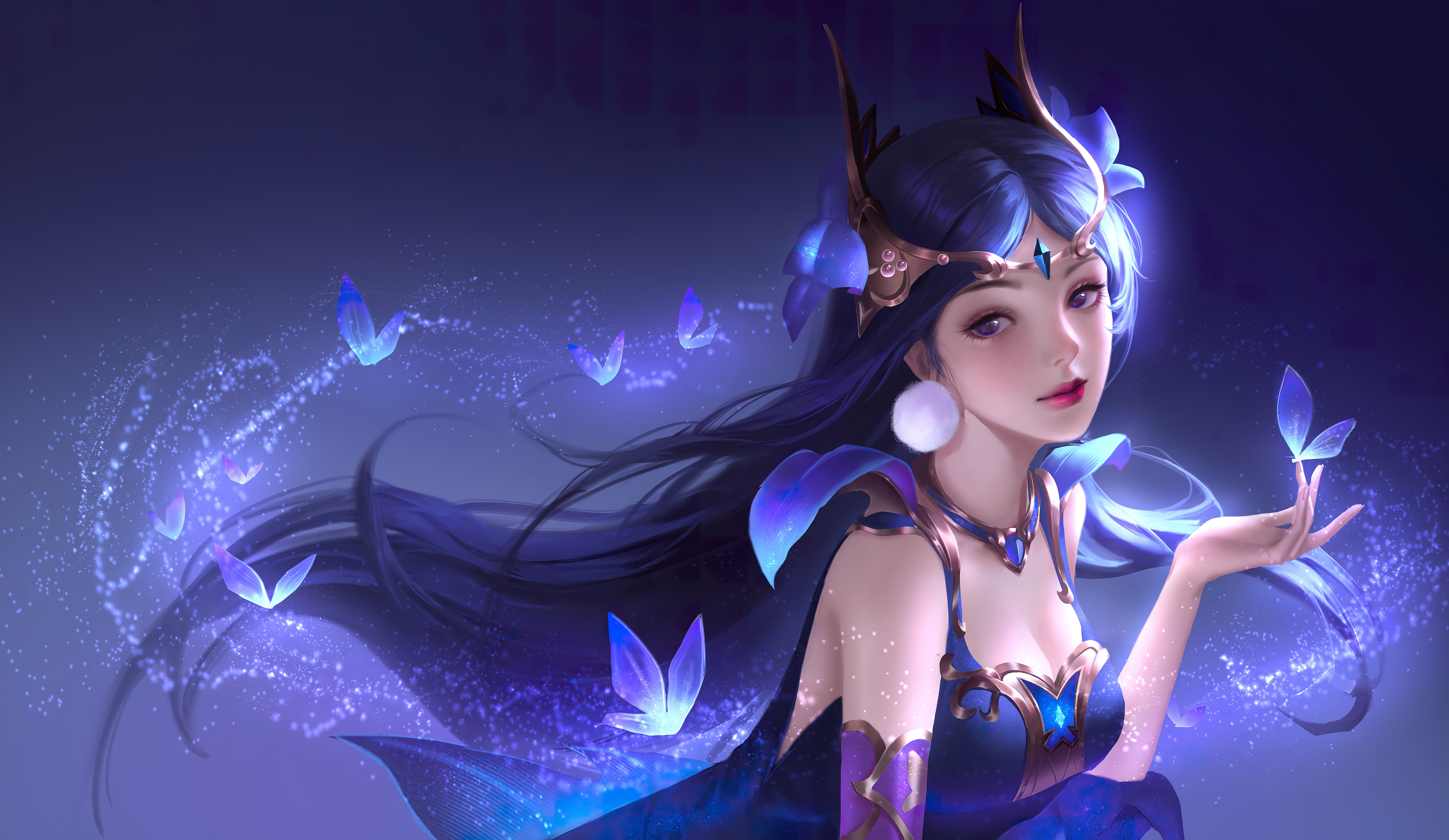 4K Honor of Kings: Beautiful Woman with Butterflies HD Wallpaper