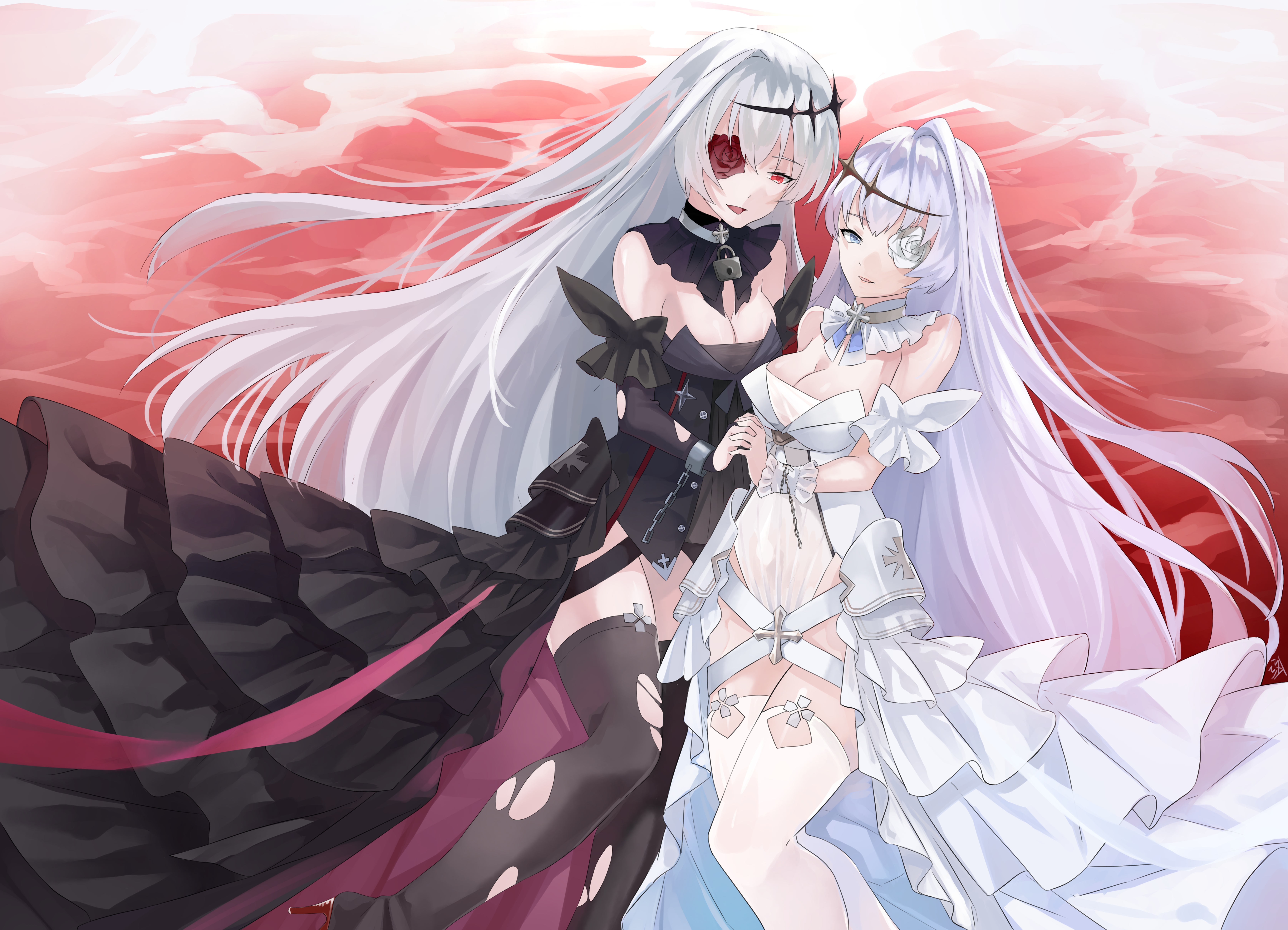 Azur Lane fan art of two women, Emden HD Wallpaper