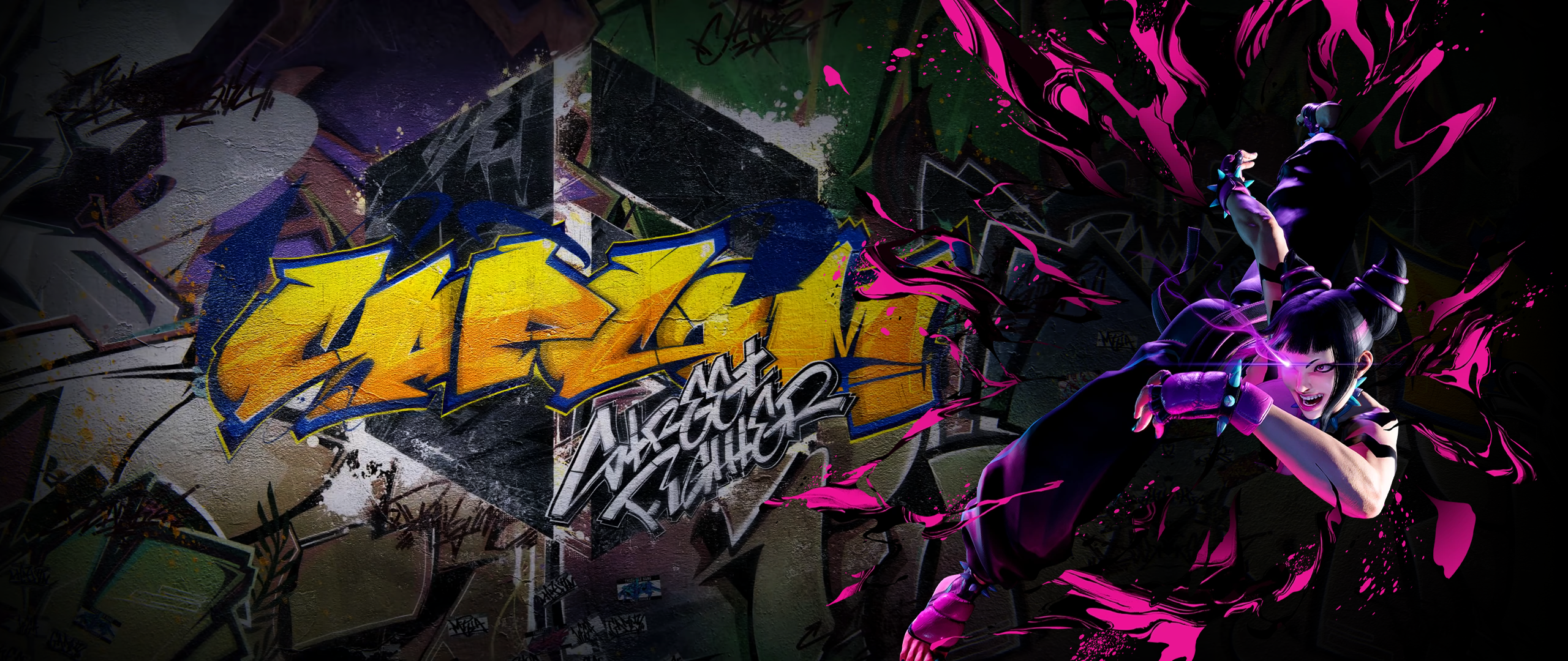 Juri Han from Street Fighter VI Graffiti Art HD Wallpaper