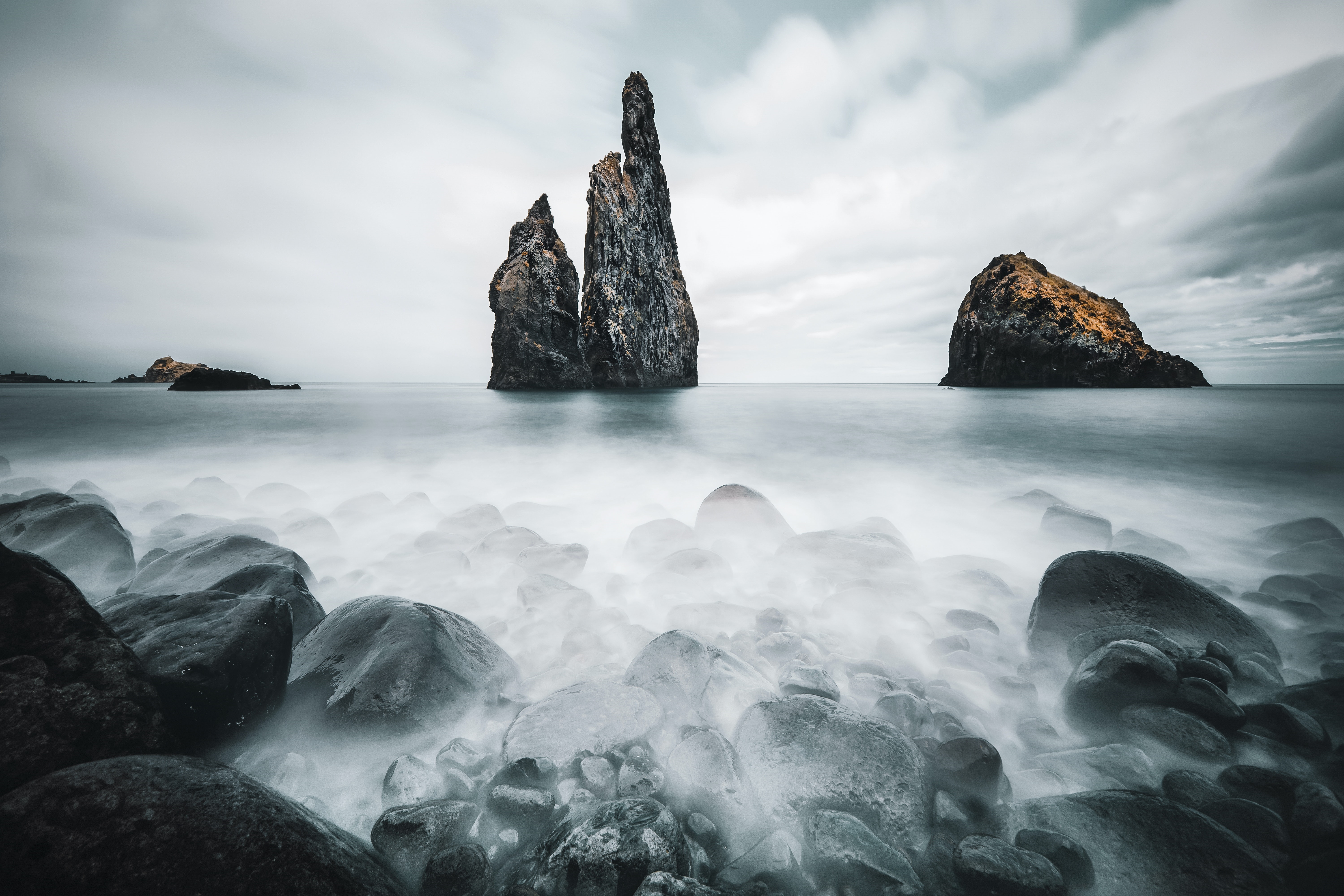 4K Madeira Portugal Sea Rocks Long Exposure Landscape HD Wallpaper