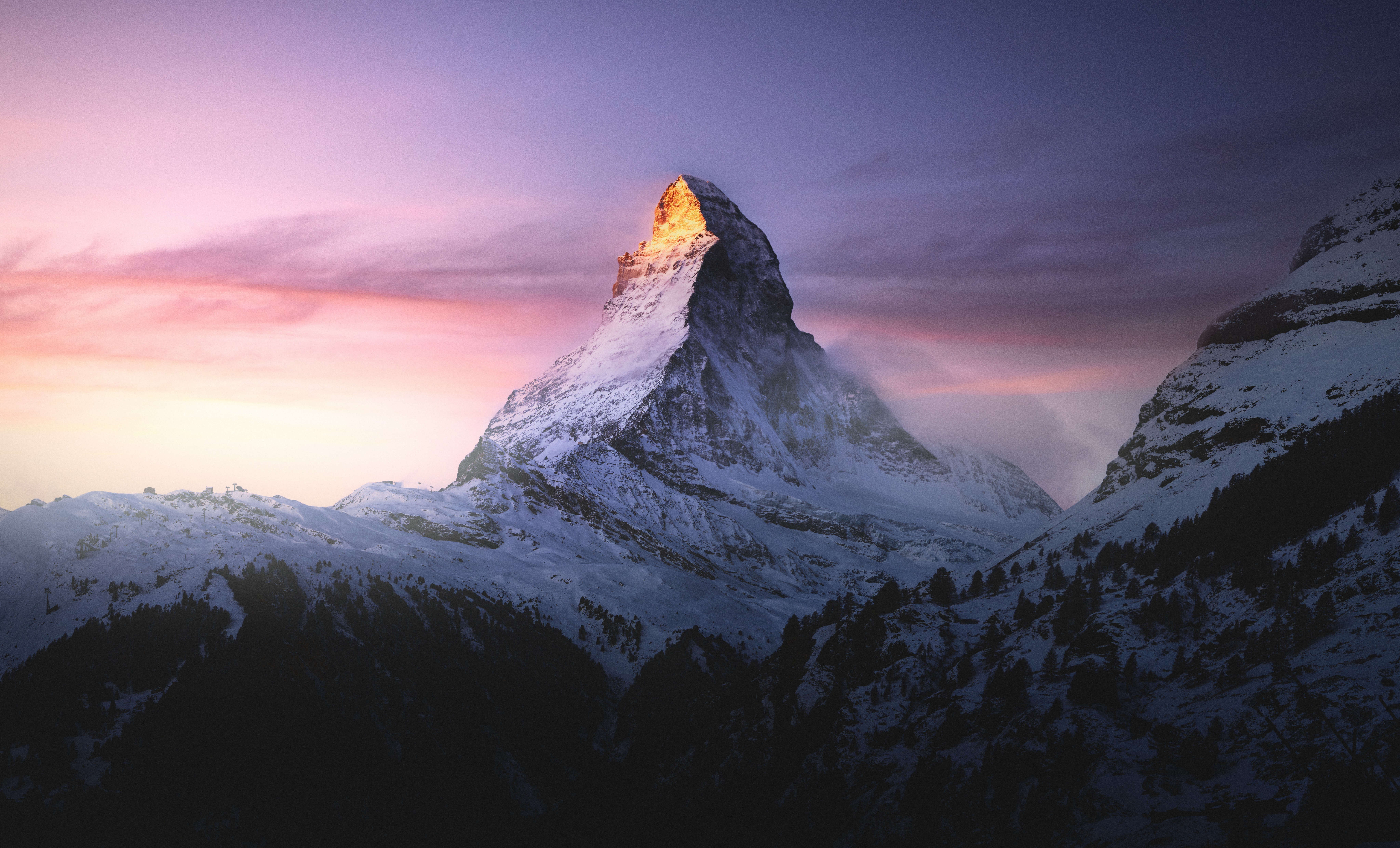 4K Matterhorn mountain at sunset in Switzerland HD Wallpaper