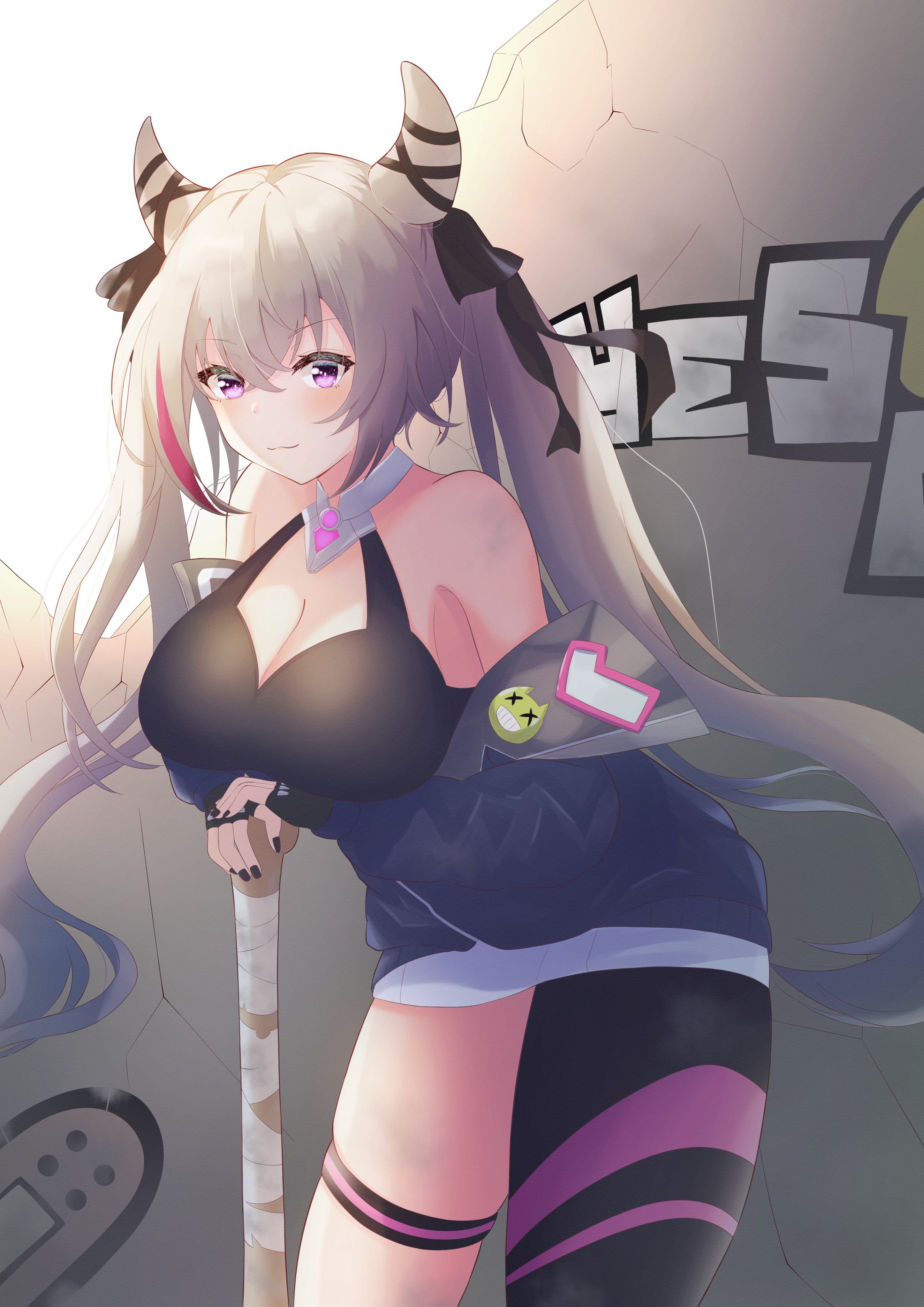 Azur Lane fan art of a girl with gray twintails HD Phone Wallpaper