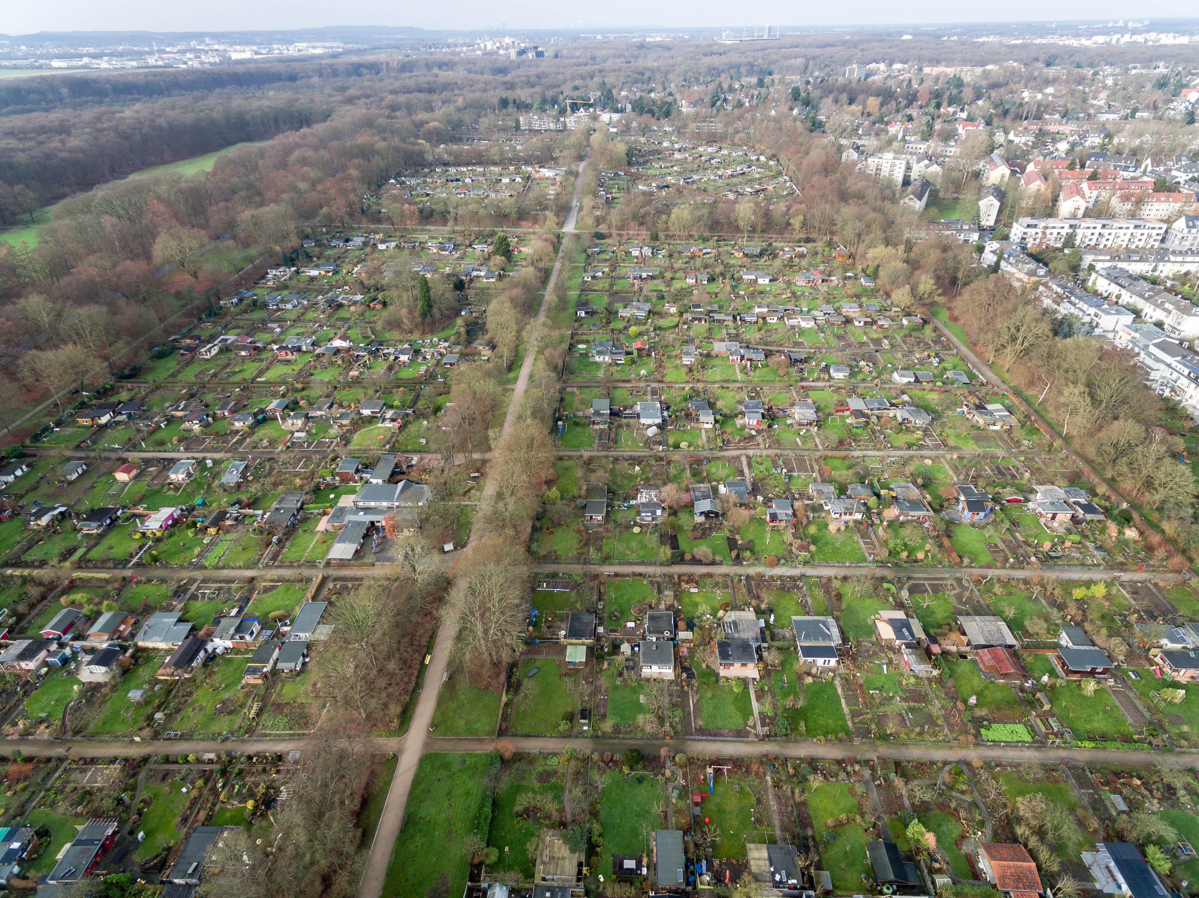 Aerial view of a garden neighborhood in Germany HD Wallpaper