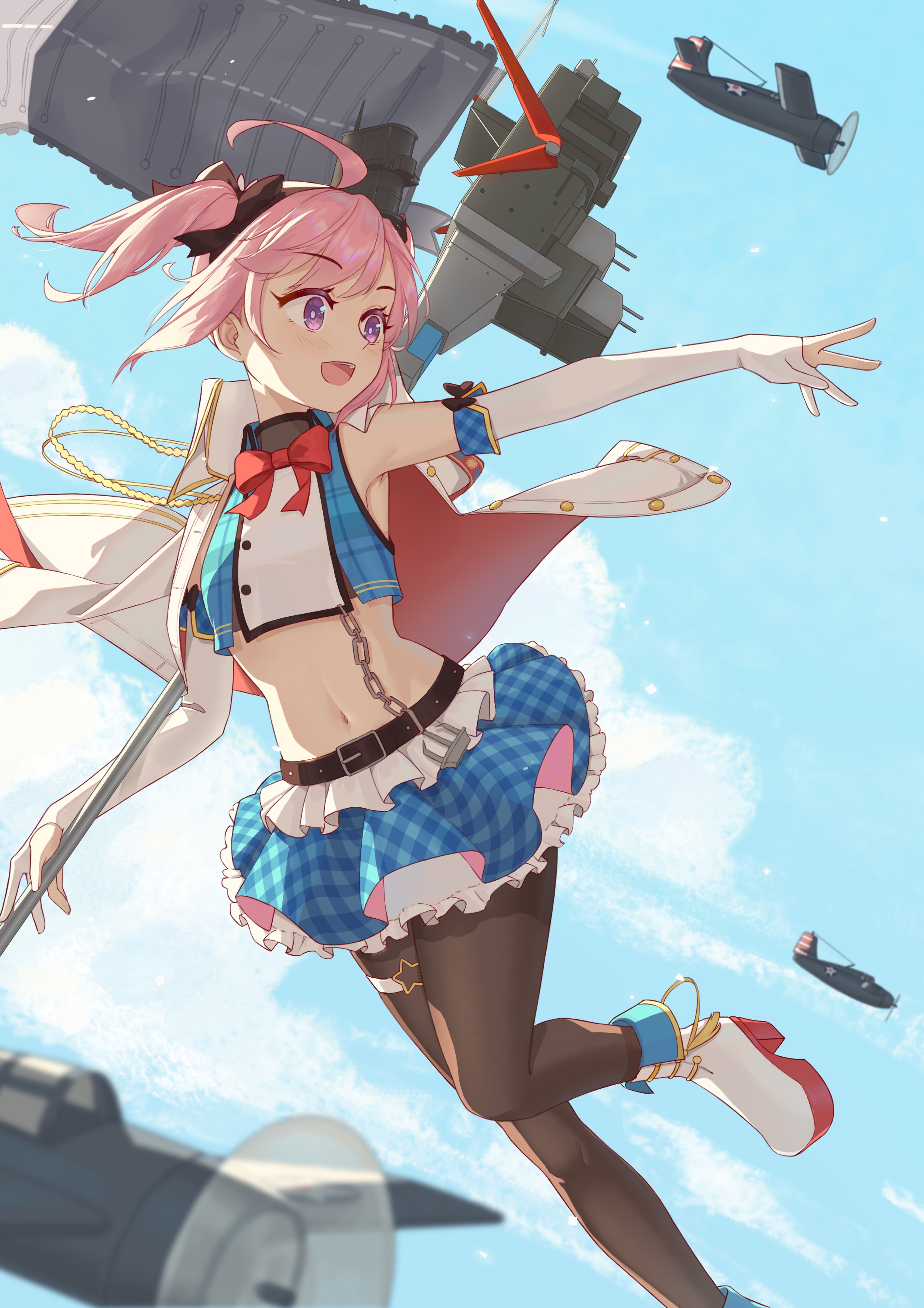 Azur Lane's Saratoga in a flight suit with planes HD Phone Wallpaper