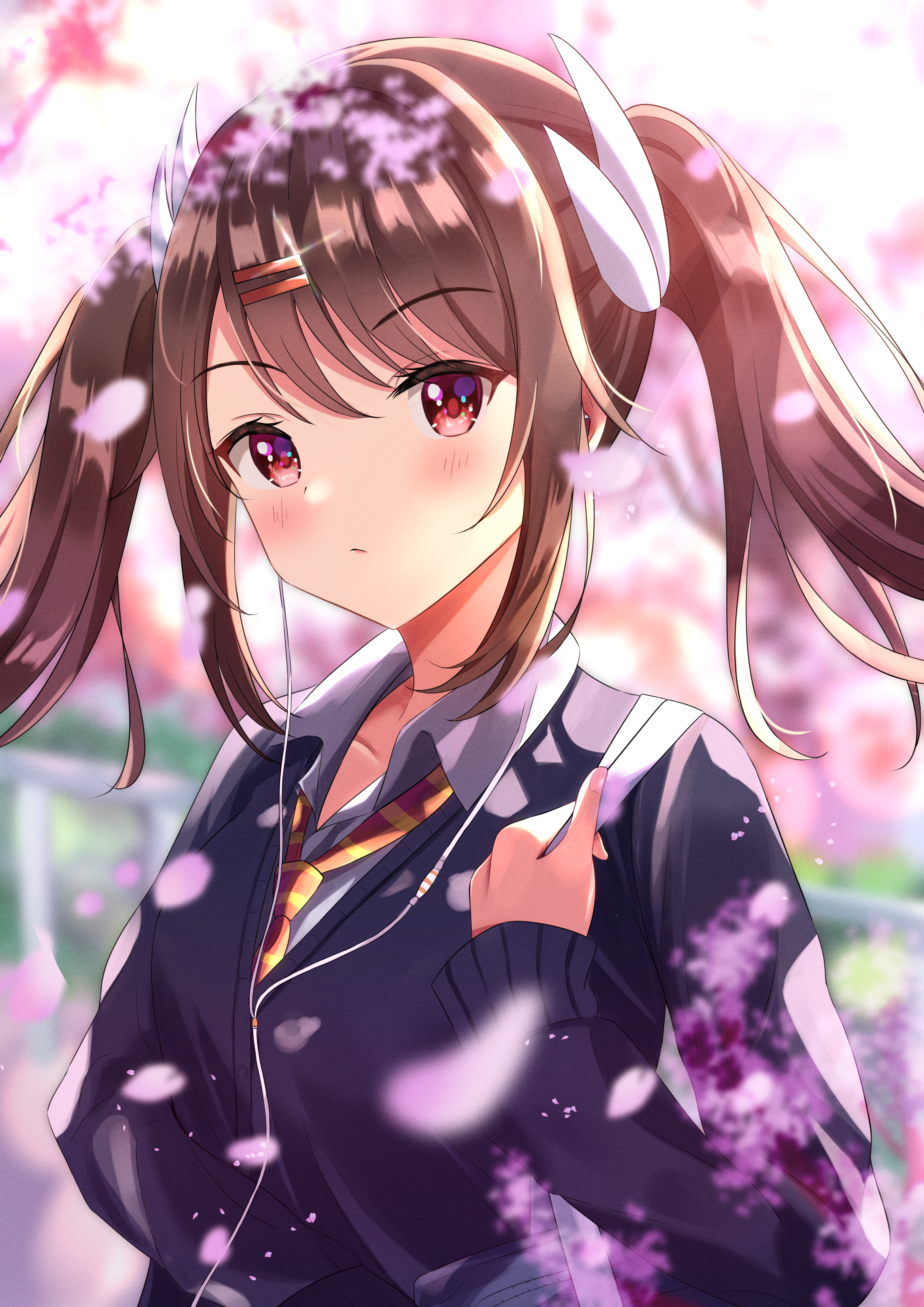 Haruna from Azur Lane with twintails and horns HD Phone Wallpaper