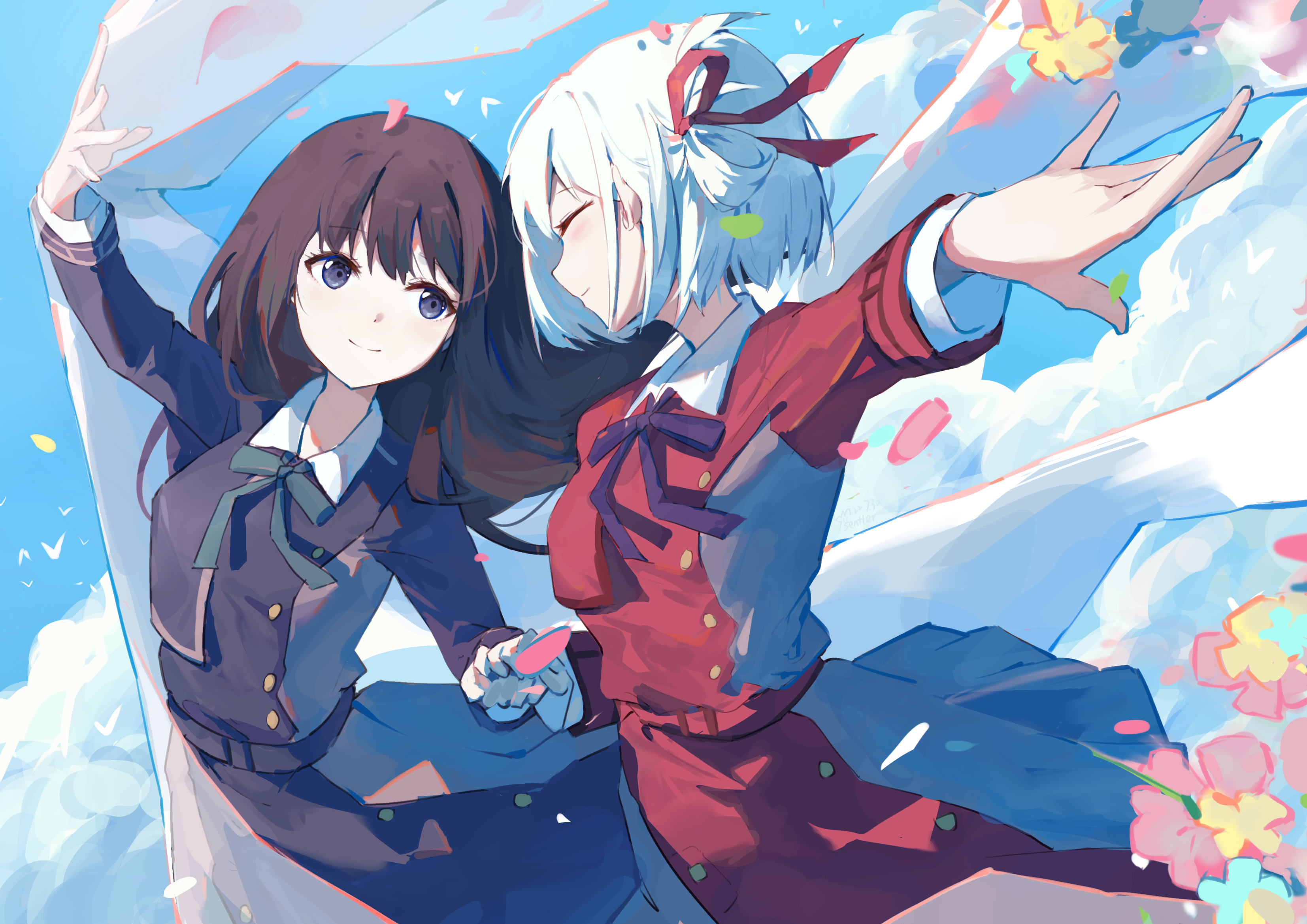 Nishikigi Chisato and Inoue Takina from Lycoris Recoil fan art HD Wallpaper