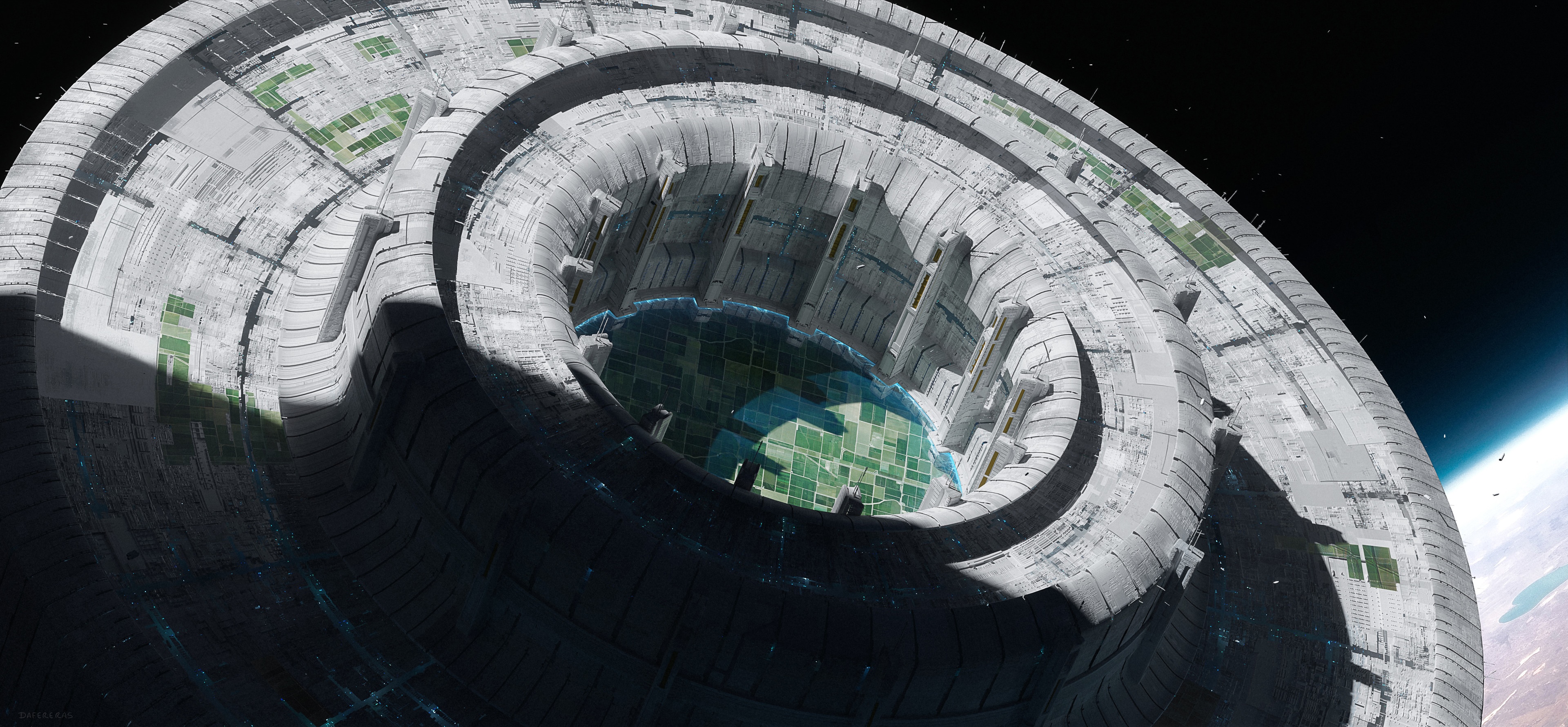 4K Futuristic Space Station Structure in Space HD Wallpaper