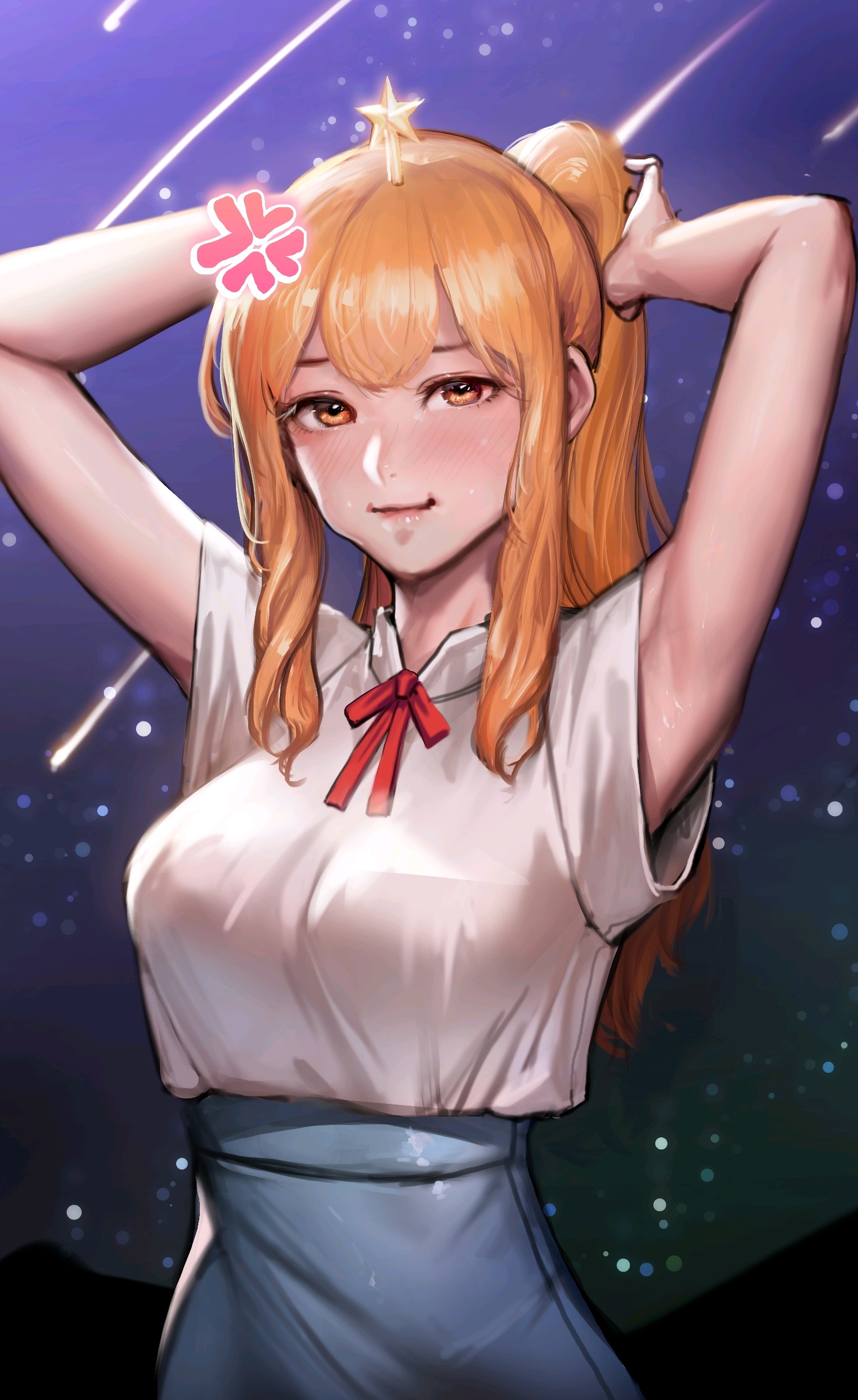 Kidmo with orange eyes and arms up HD Phone Wallpaper