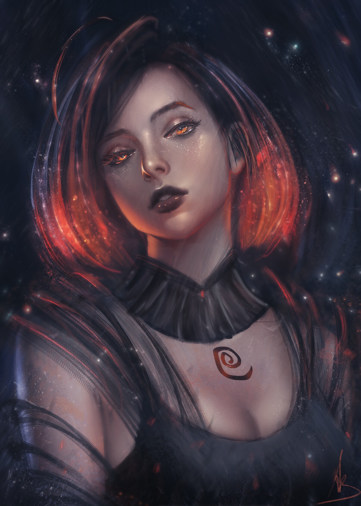 Black Hole-chan with glowing eyes and ombre hair HD Phone Wallpaper