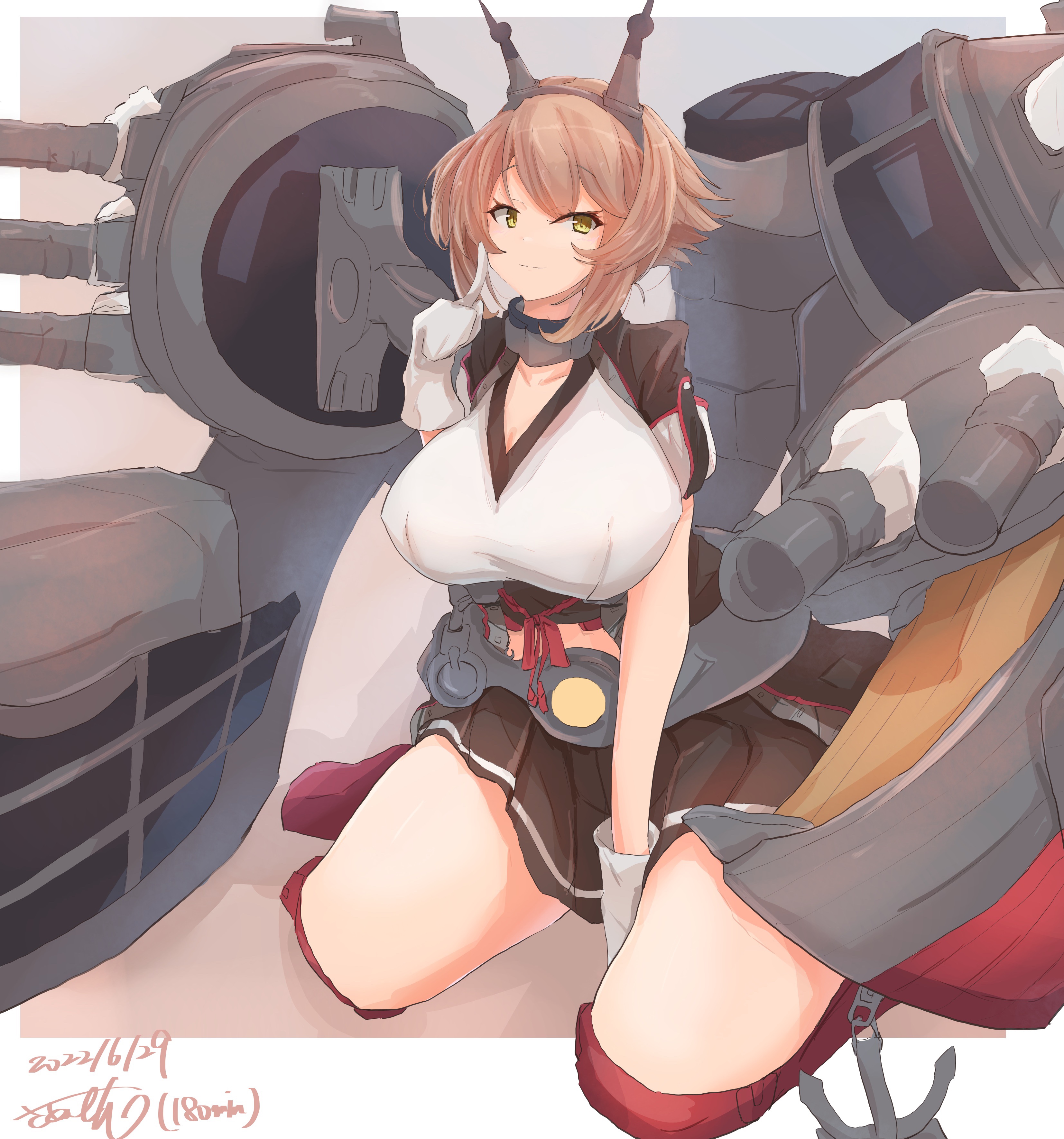 Mutsu from Kantai Collection kneeling HD Wallpaper