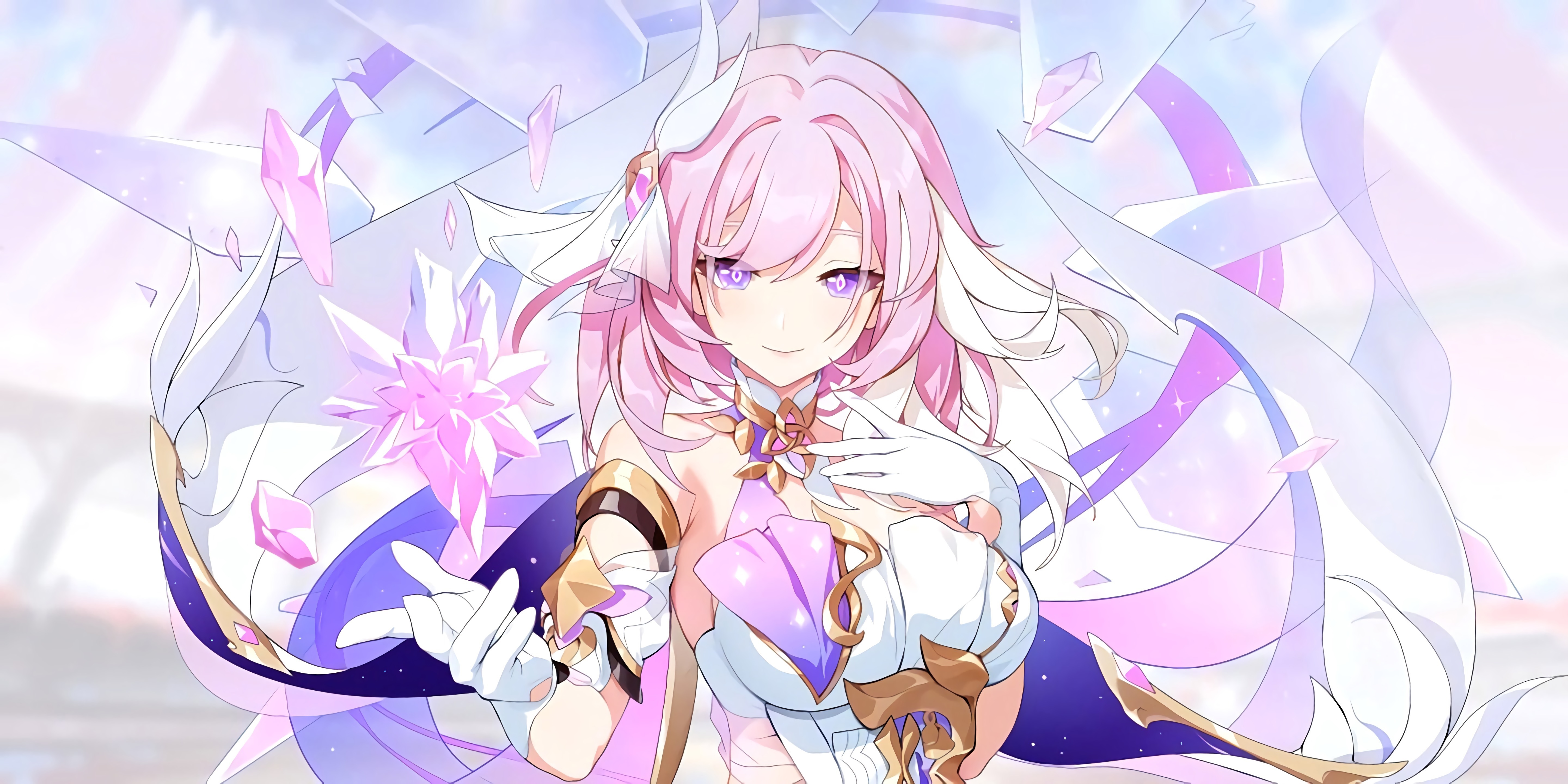 Honkai Impact 3rd Elysia with pink hair and purple eyes HD Wallpaper