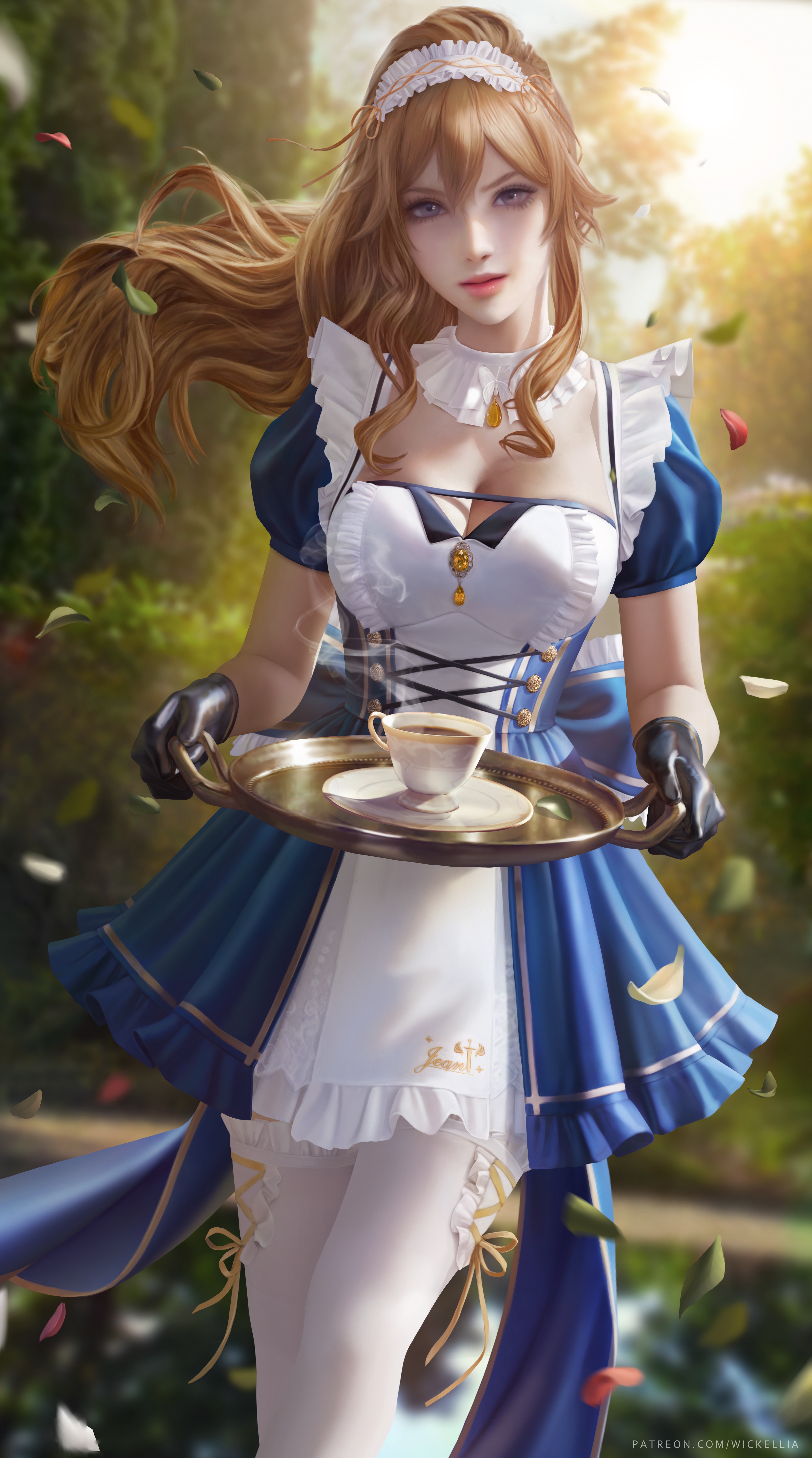 4K Maid Jean from Genshin Impact holding tea HD Phone Wallpaper