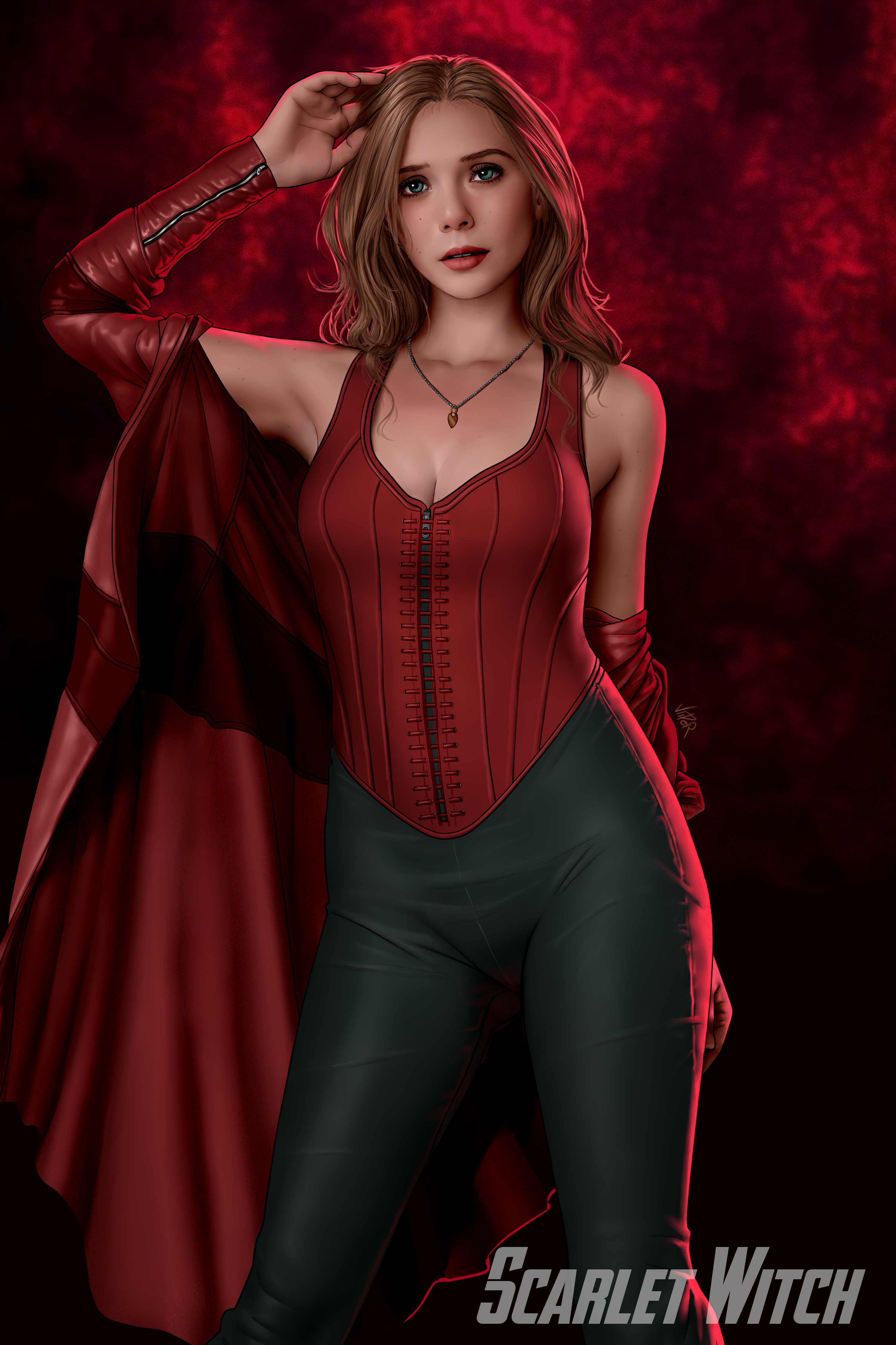 Scarlet Witch fan art by Marvel Cinematic Universe HD Phone Wallpaper