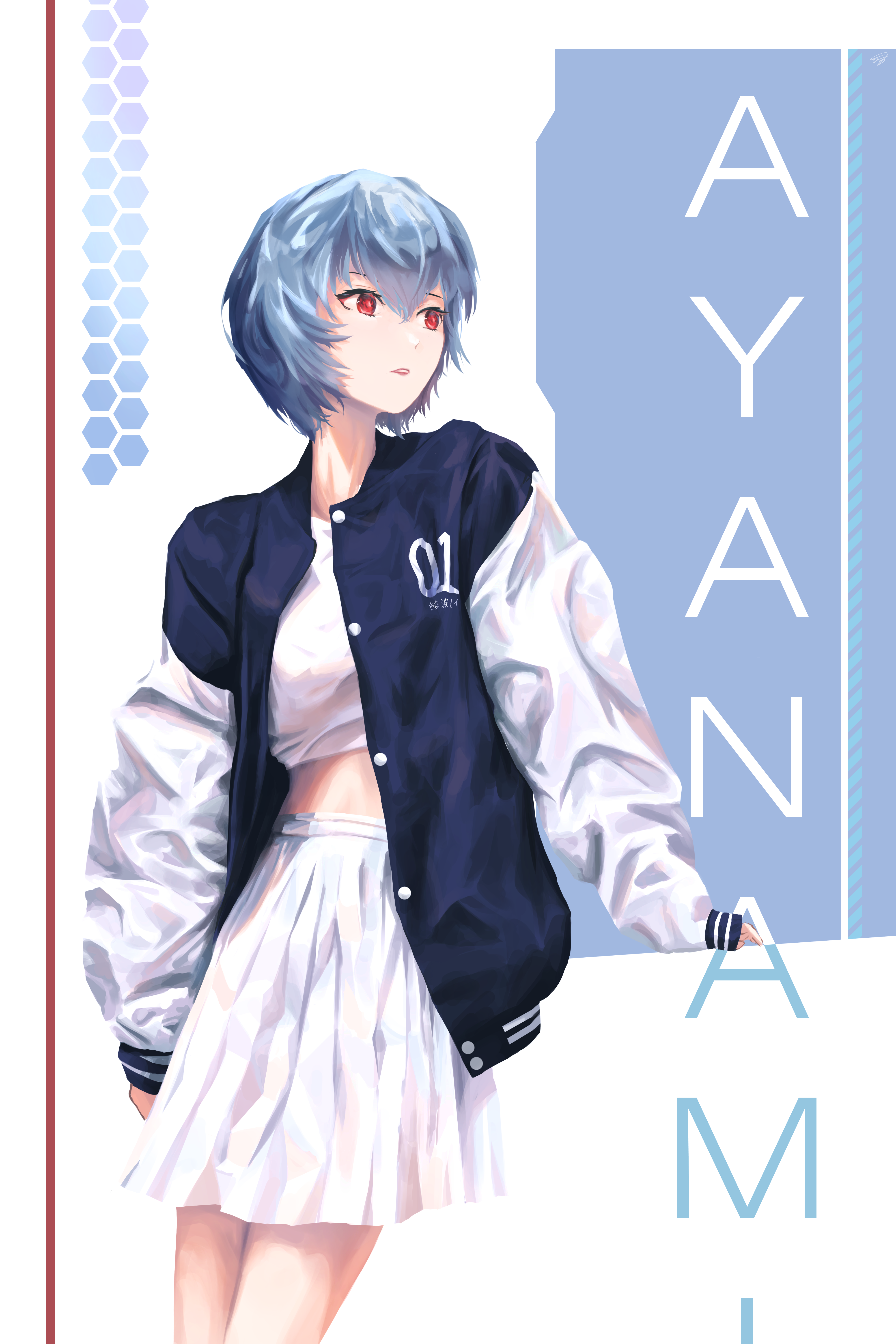 Ayanami Rei in a Bomber Jacket HD Phone Wallpaper