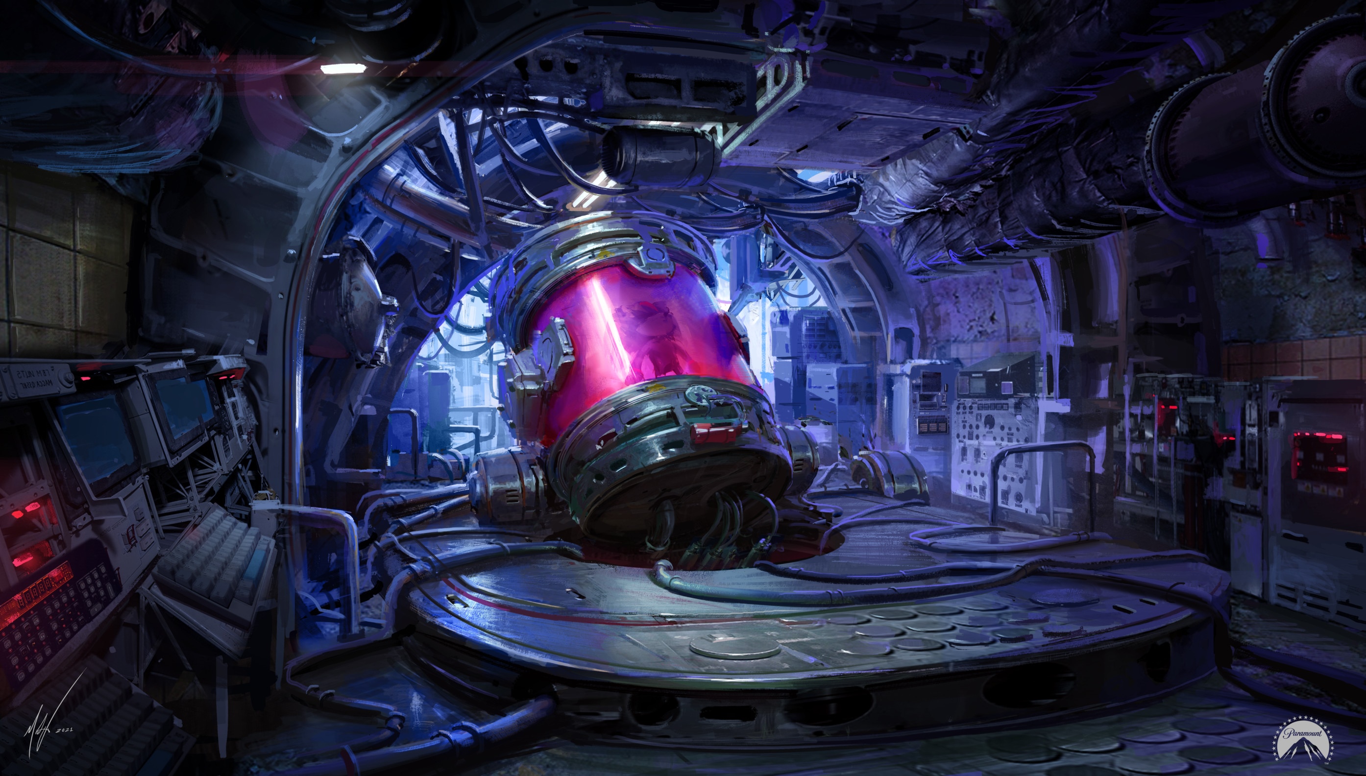 Stasis container in a science fiction laboratory HD Wallpaper