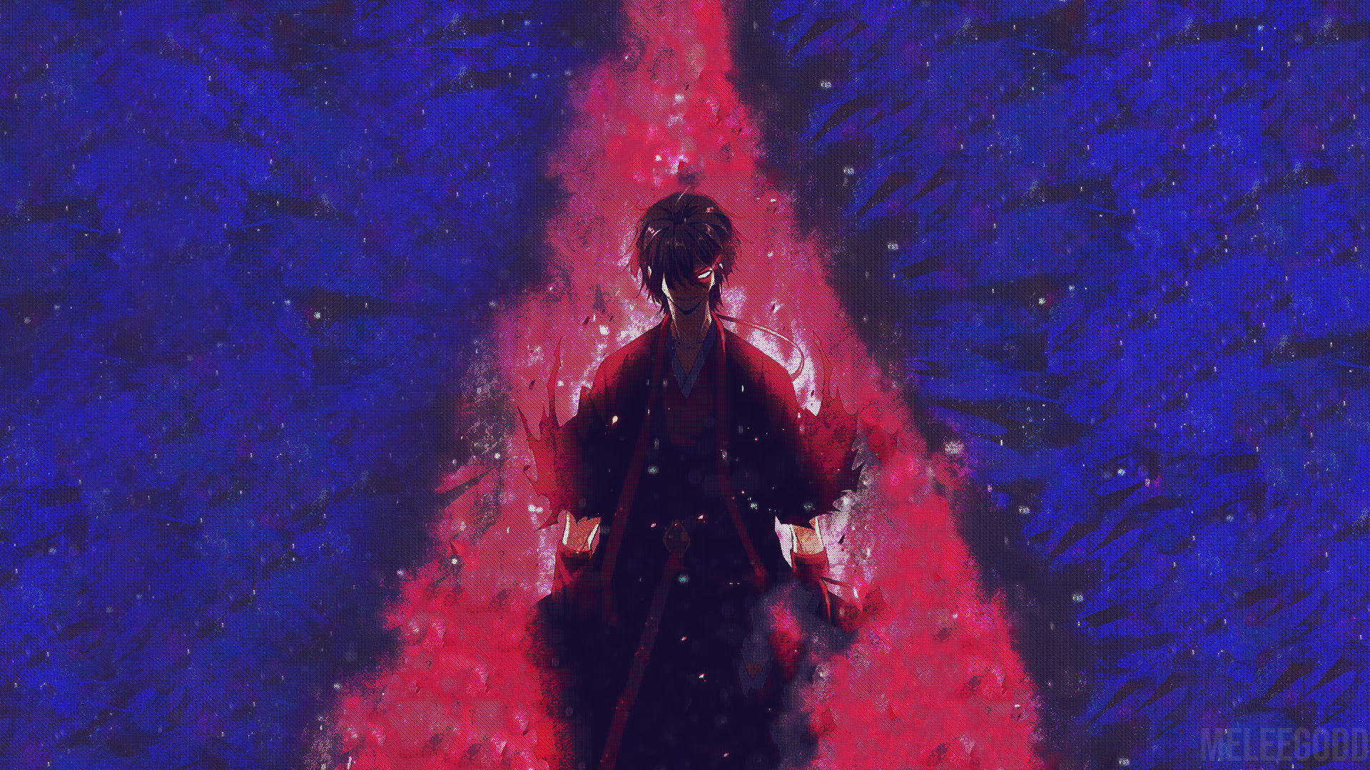 Magic Emperor anime character with red aura HD Wallpaper