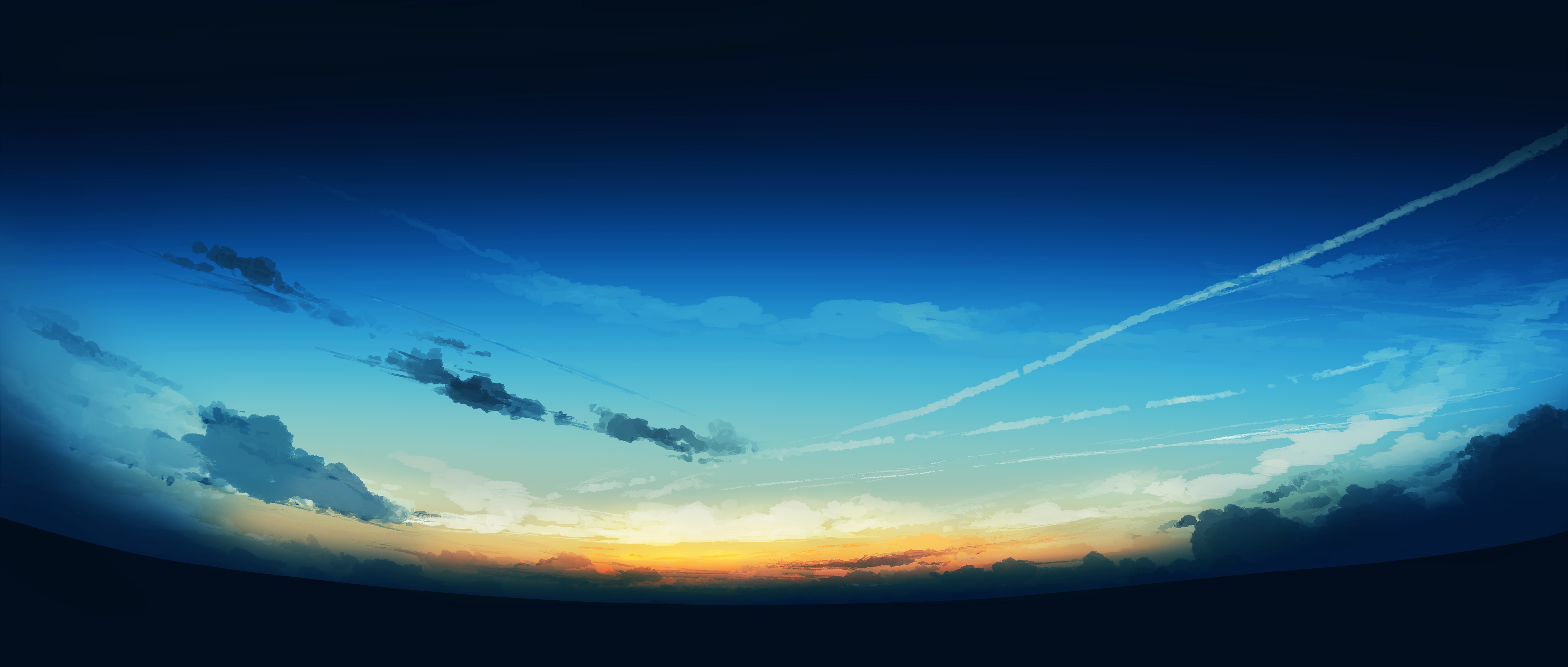 4K Ultrawide Digital Painting of Sunset Sky HD Wallpaper