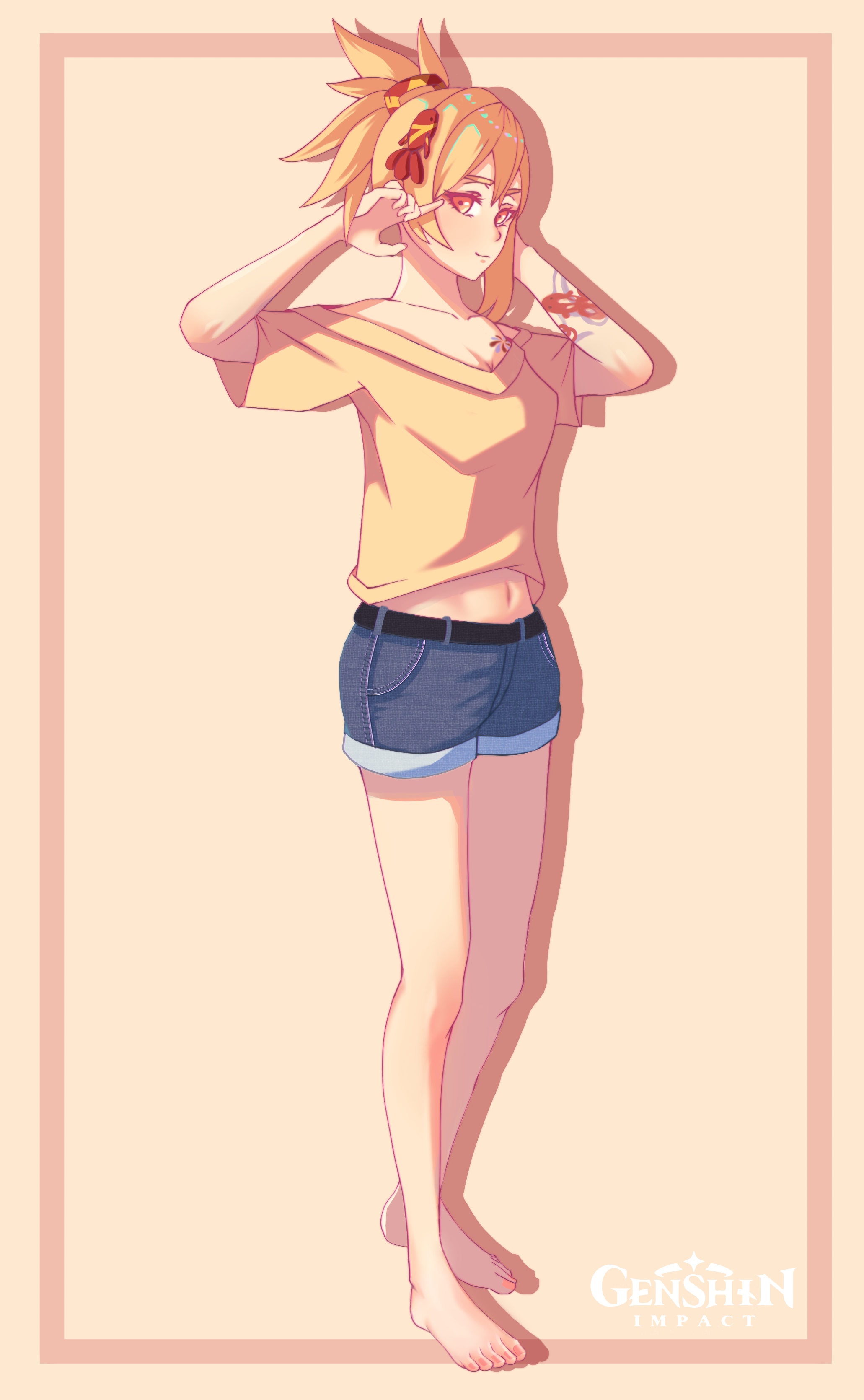 Yoimiya from Genshin Impact fan art HD Phone Wallpaper