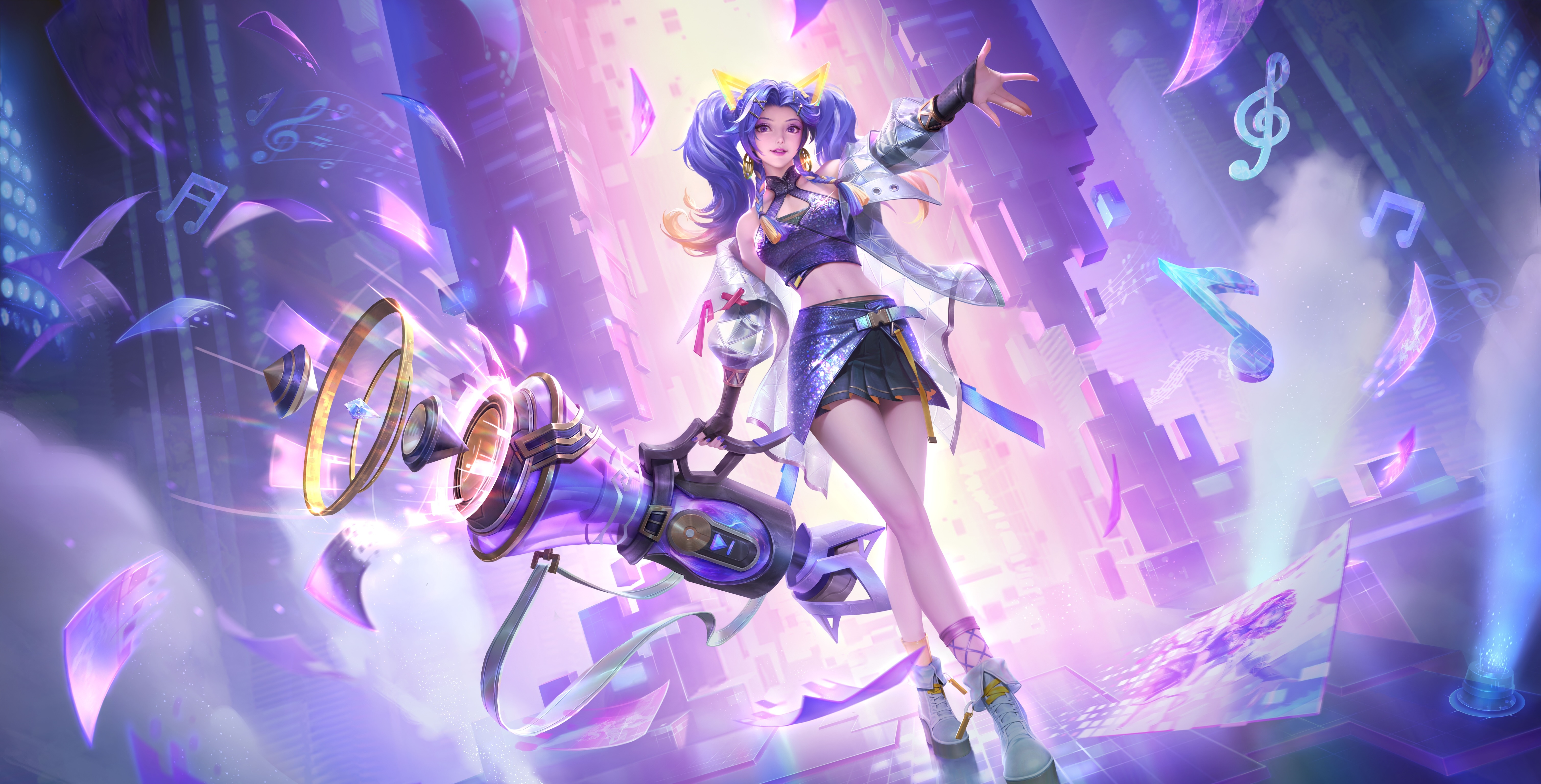 4K Honor of Kings character with purple twintails HD Wallpaper