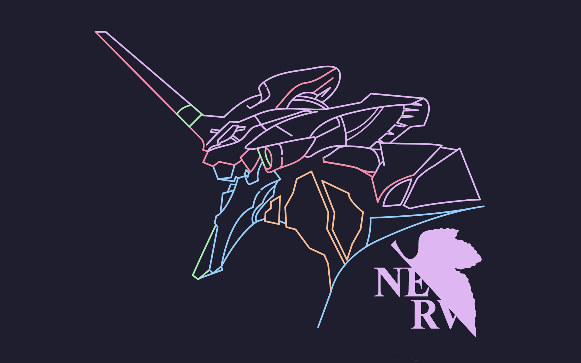 Neon Genesis Evangelion EVA Unit 01 outline with NERV logo HD Wallpaper