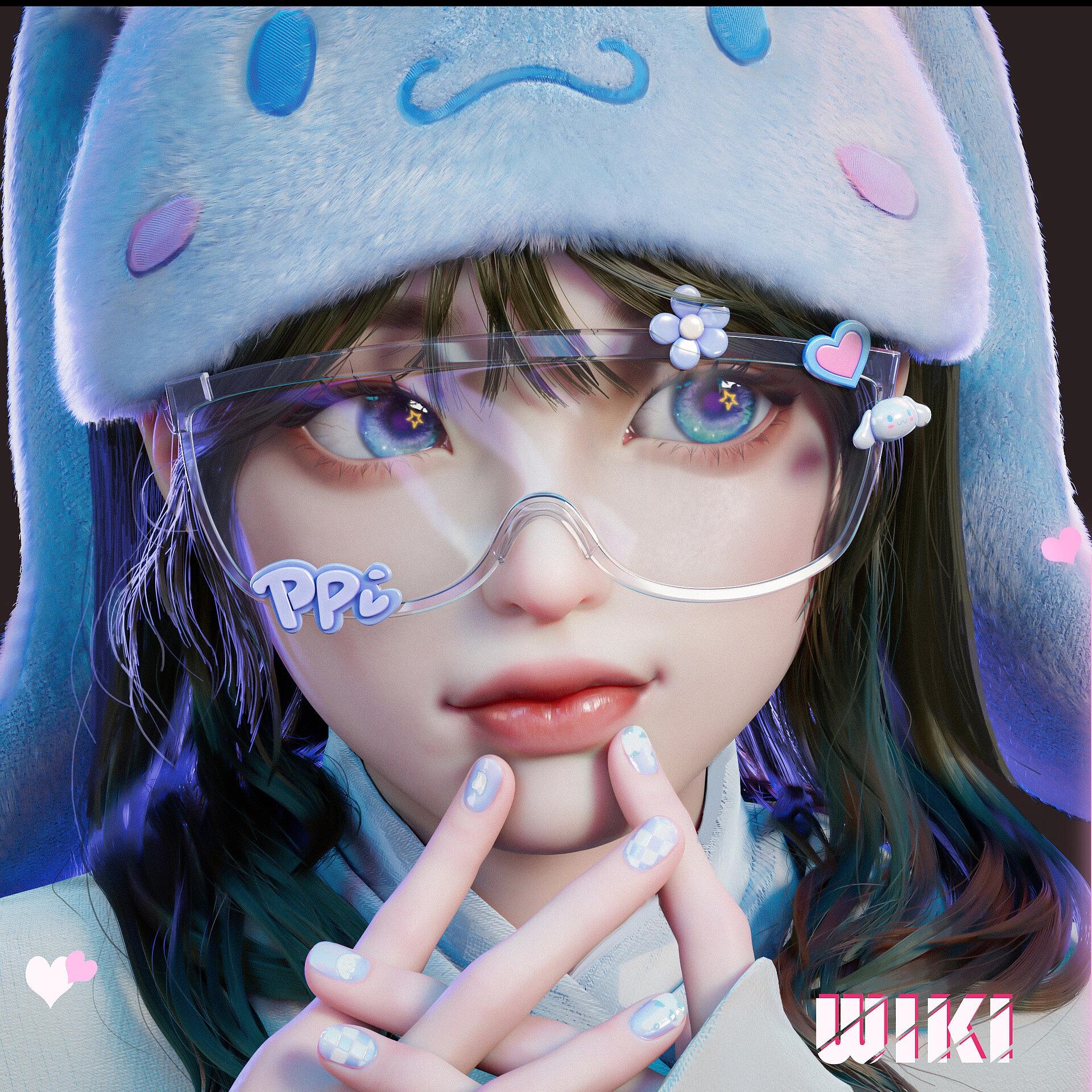 Woman wearing Cinnamoroll hat and goggles HD Wallpaper