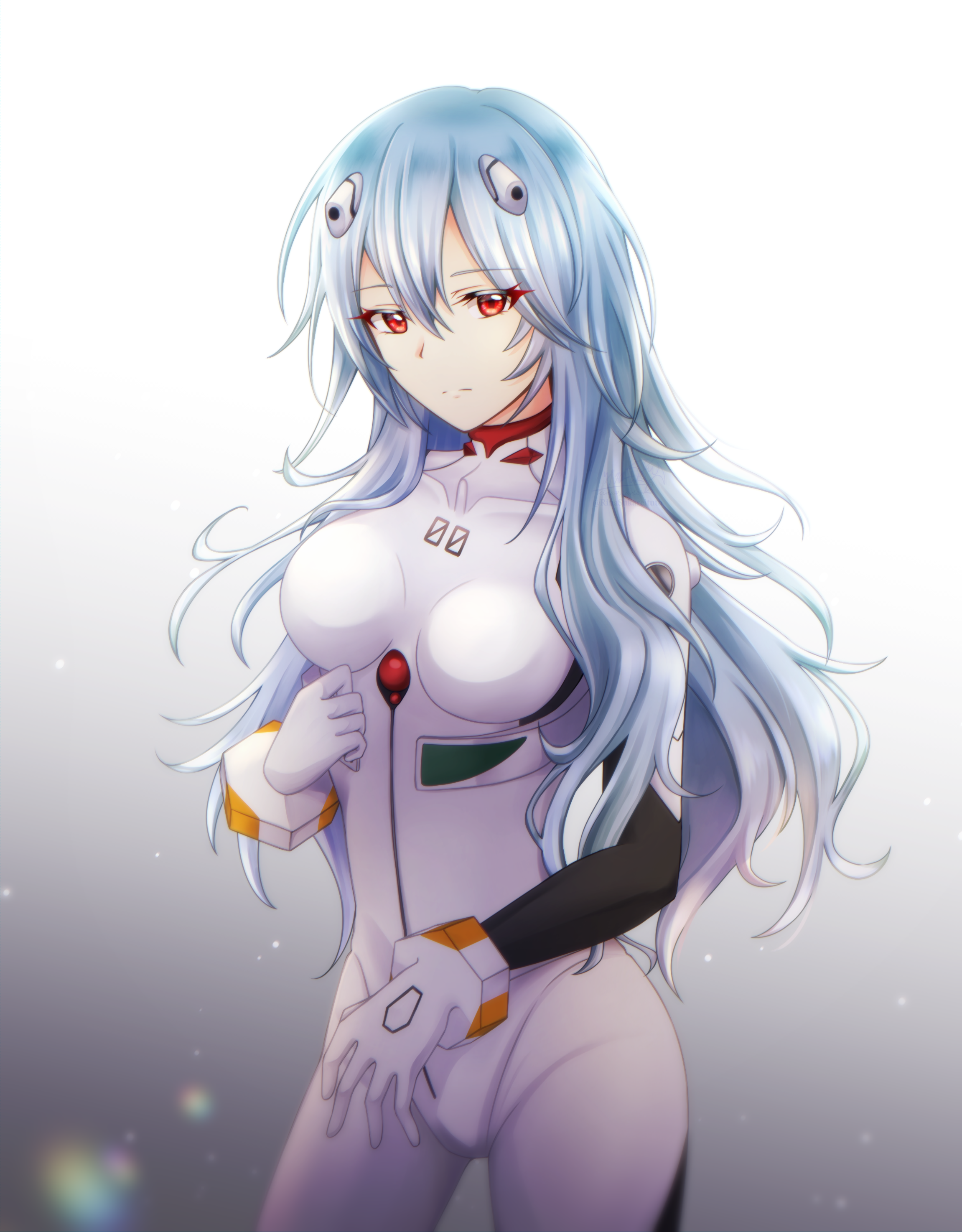 Ayanami Rei in a white bodysuit from Evangelion HD Phone Wallpaper