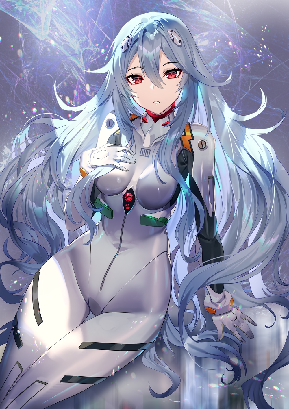 Ayanami Rei in a white bodysuit from Evangelion HD Phone Wallpaper
