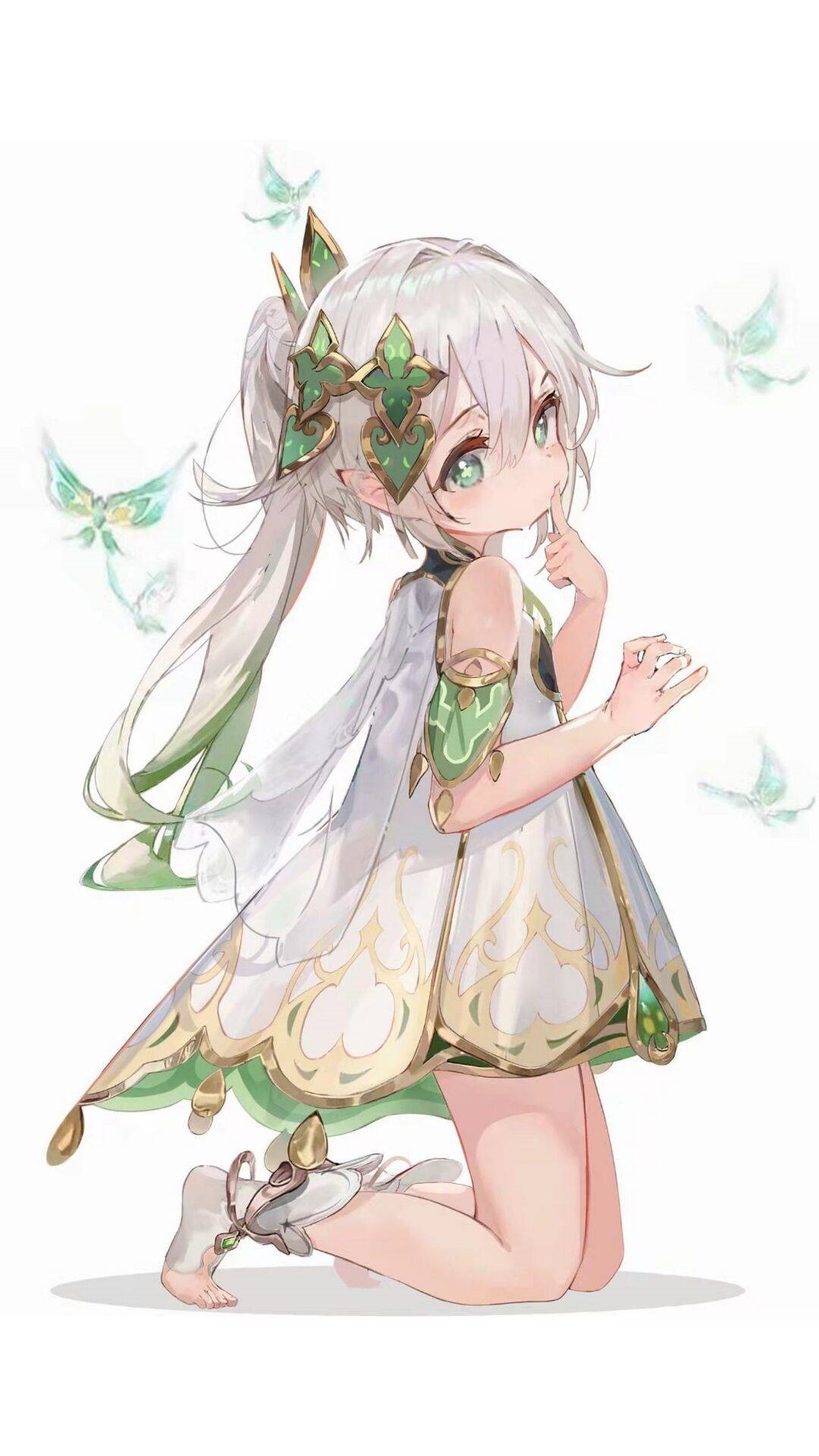 Nahida from Genshin Impact with butterflies HD Phone Wallpaper