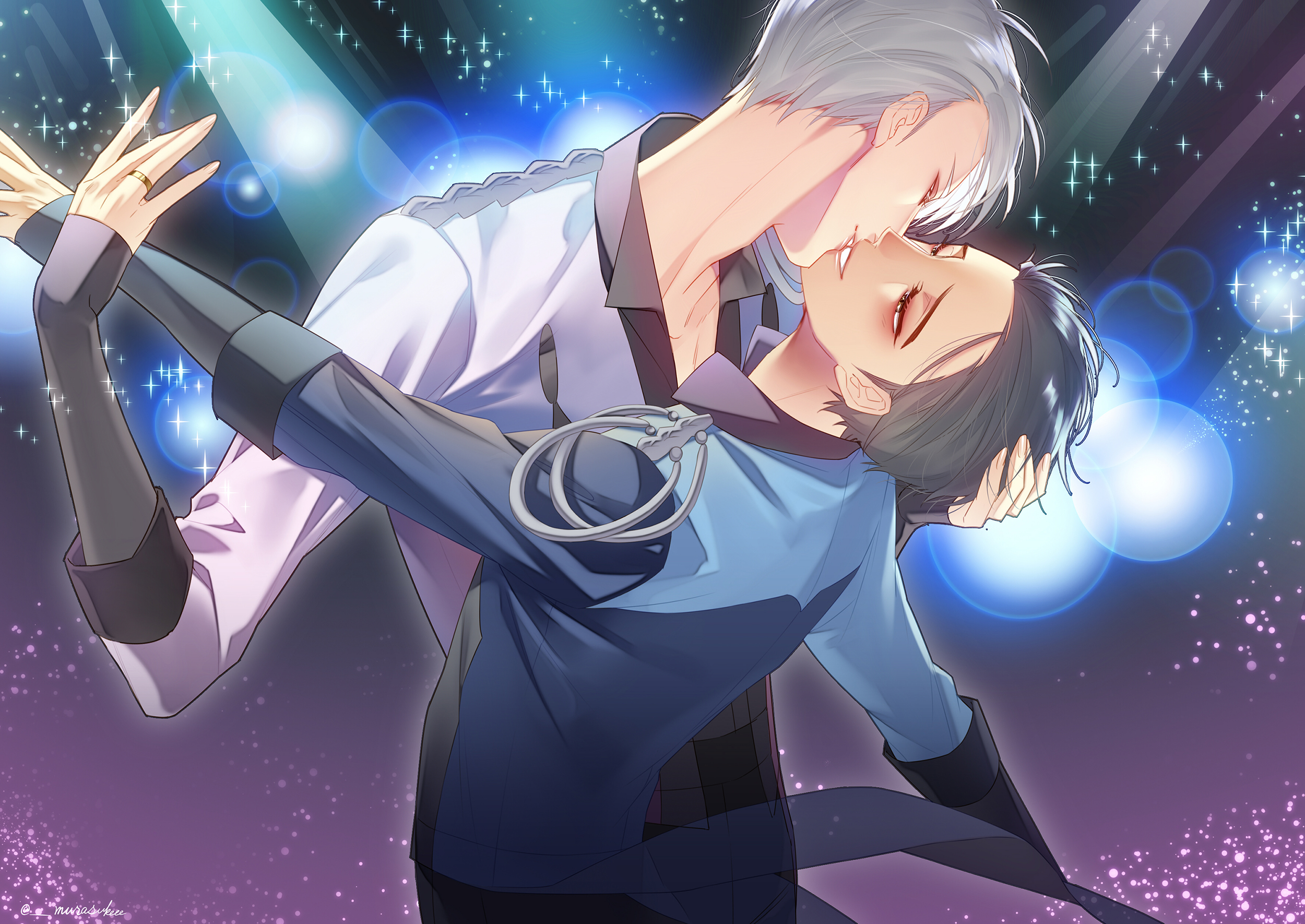 Victor Nikiforov and Yuuri Katsuki kissing HD Wallpaper