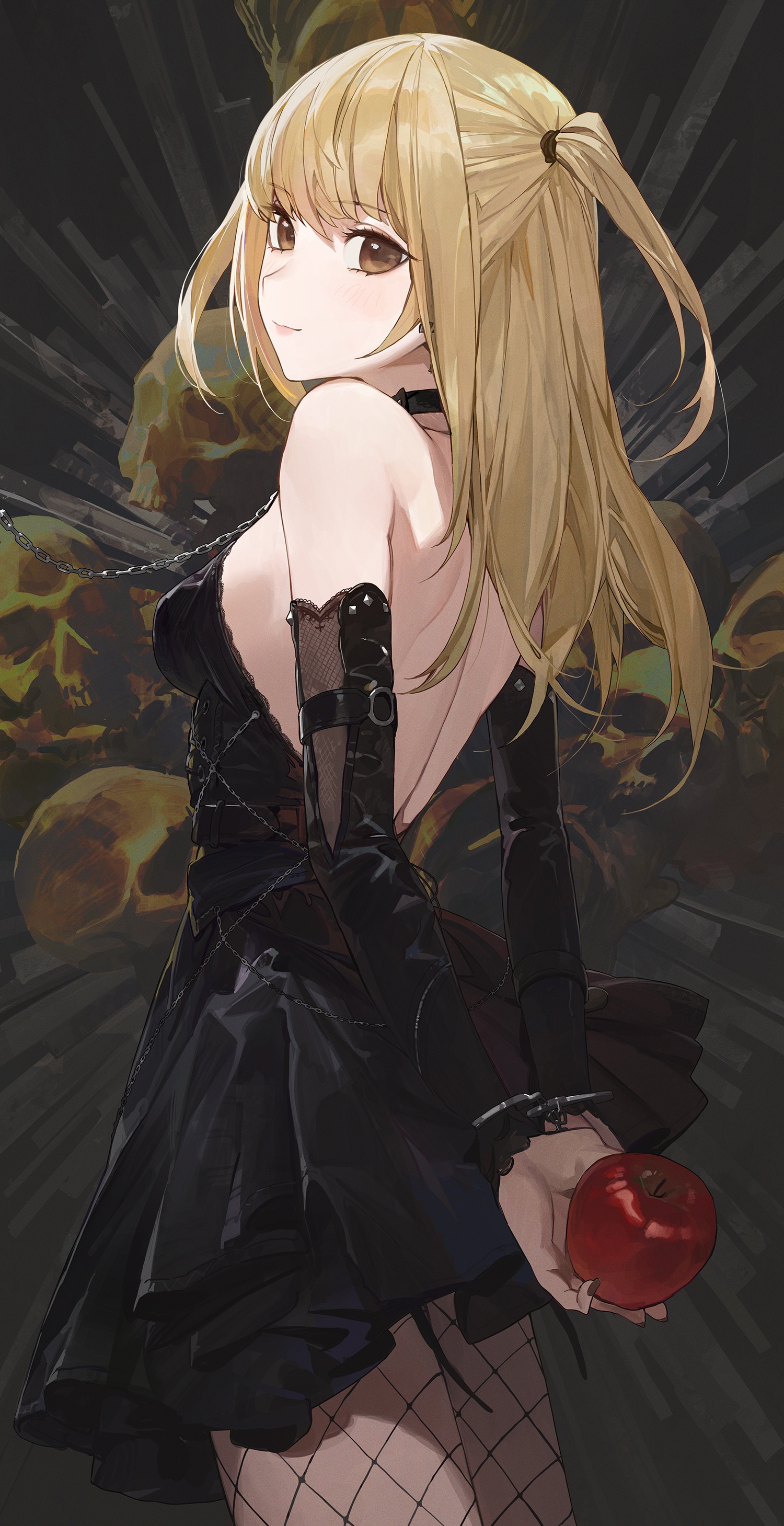 Misa Amane from Death Note holding an apple HD Phone Wallpaper