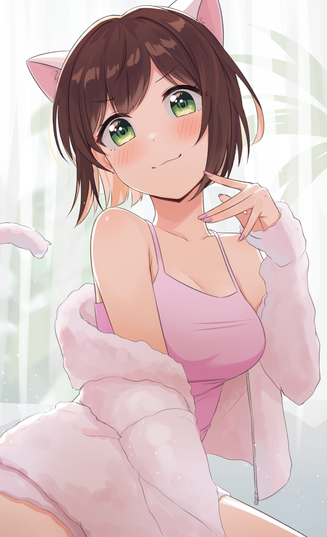 Maekawa Miku cat girl fan art from THE iDOLM@STER: Cinderella Girls HD Phone Wallpaper