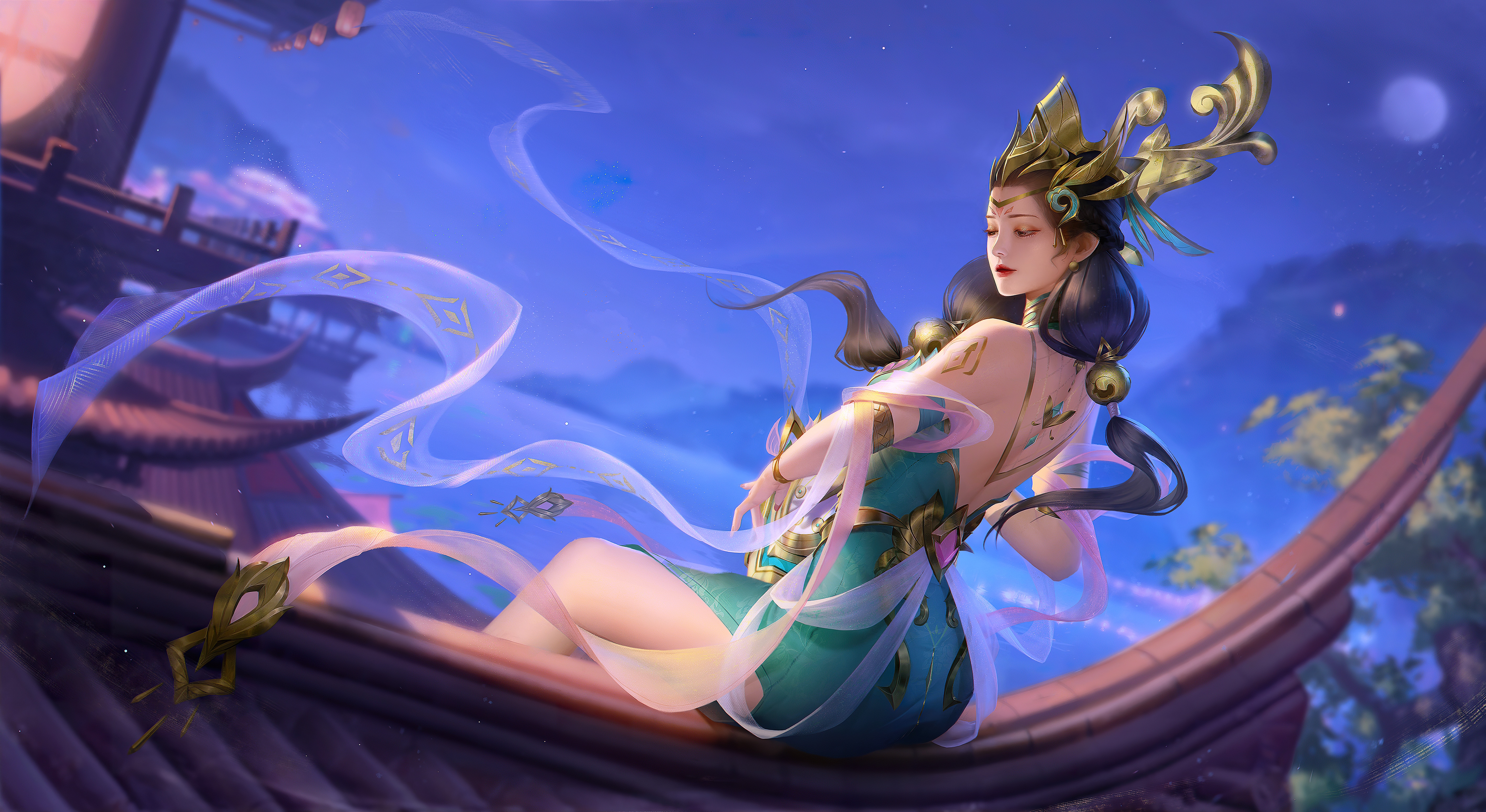 4K Honor of Kings video game girl with Moon HD Wallpaper