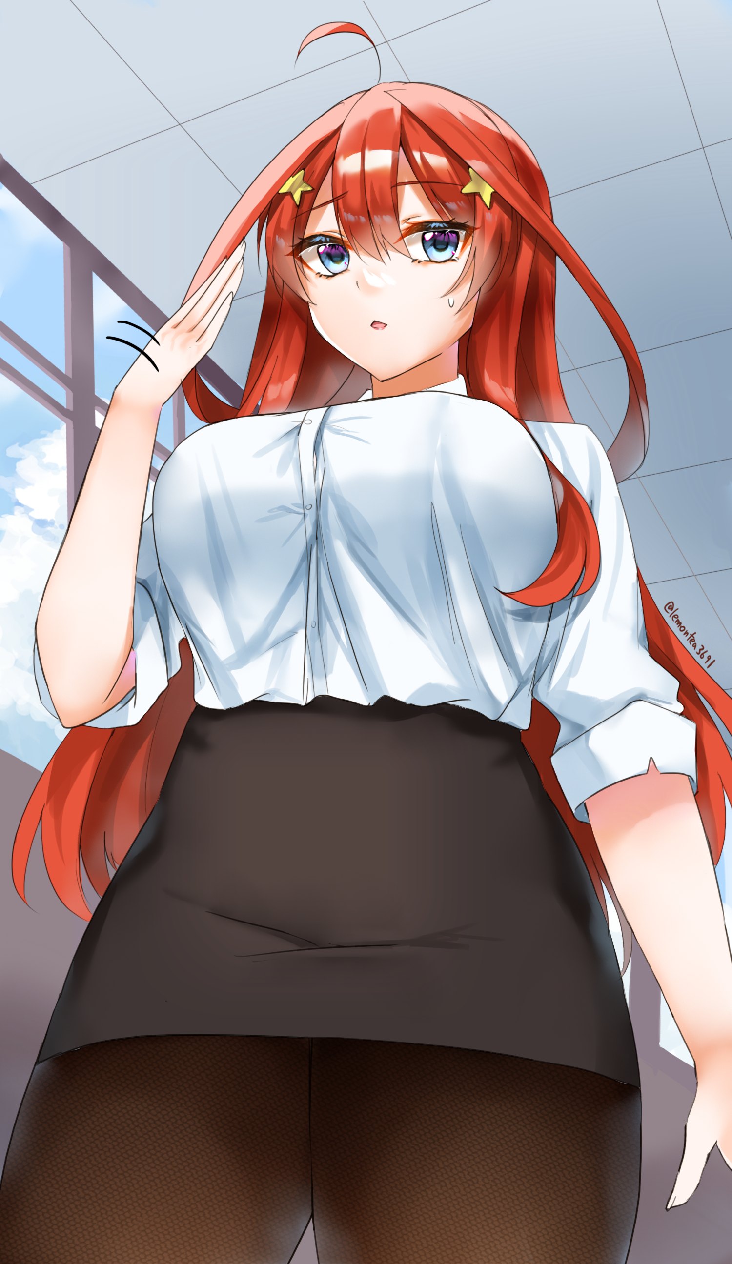Itsuki Nakano in a white shirt and black skirt HD Phone Wallpaper