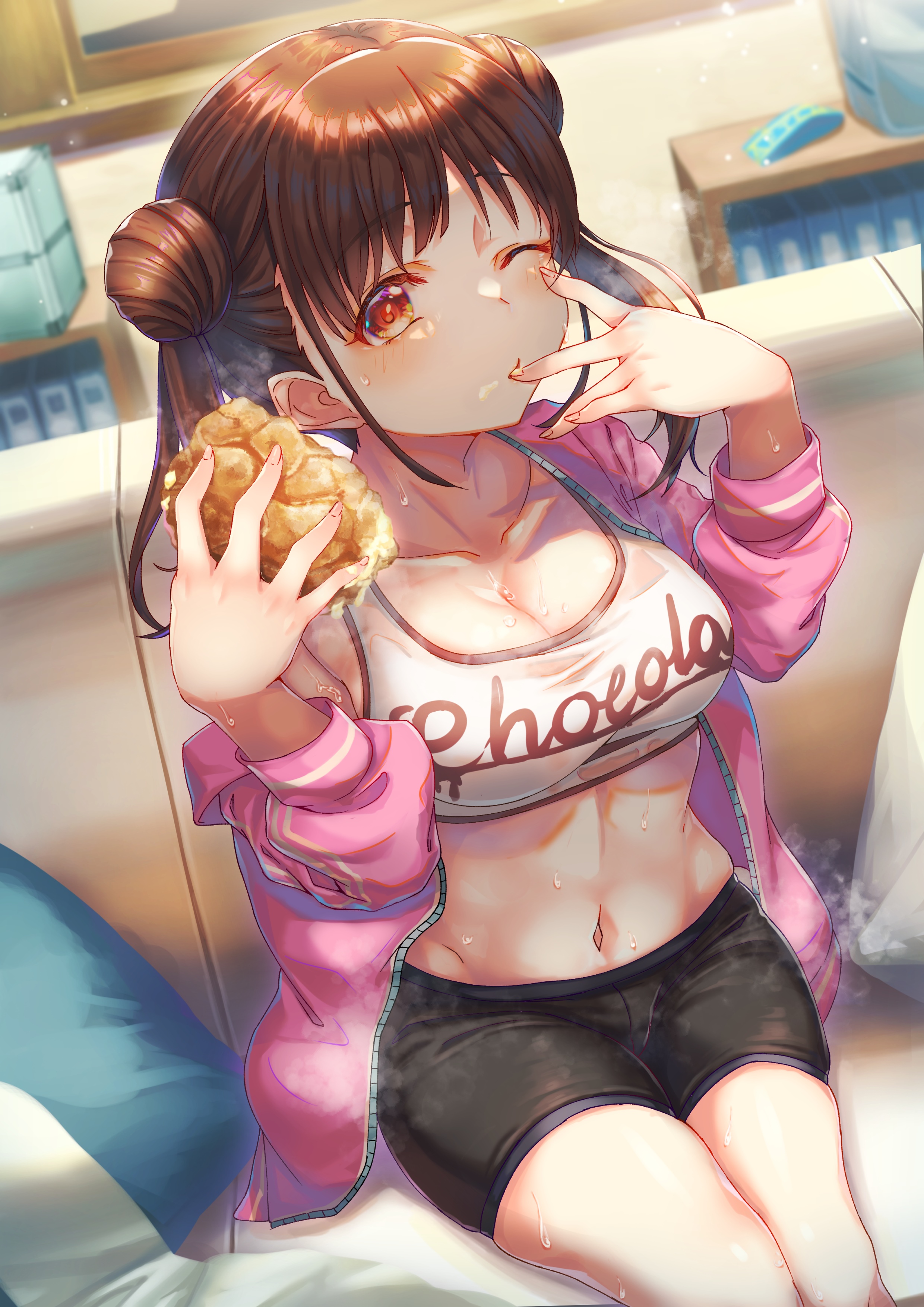 Sonoda Chiyoko eating a pastry HD Phone Wallpaper