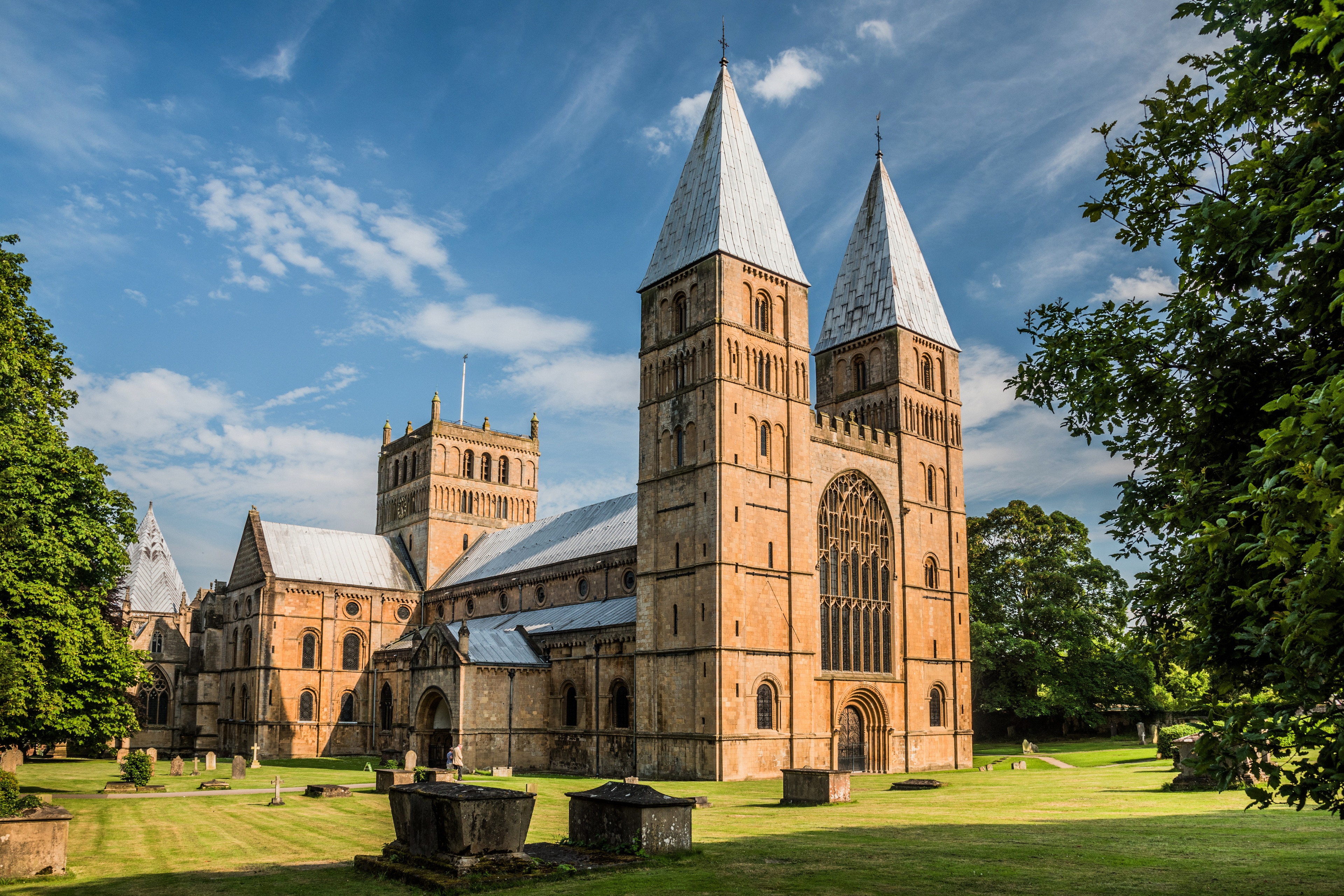 4K Cathedral in England with Trees and Sky HD Wallpaper