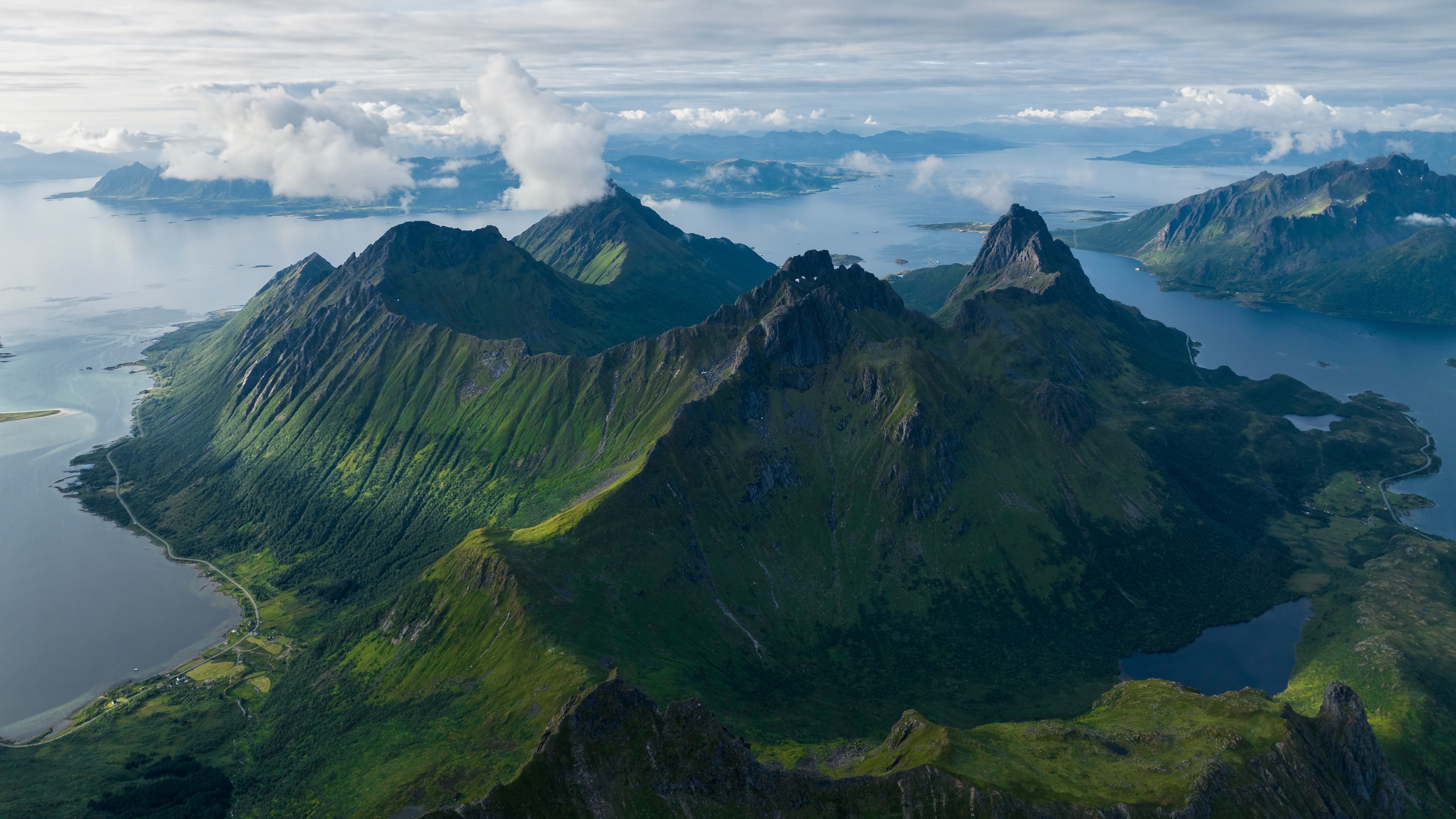 4K Lofoten Norway Mountains and Fjord Landscape HD Wallpaper