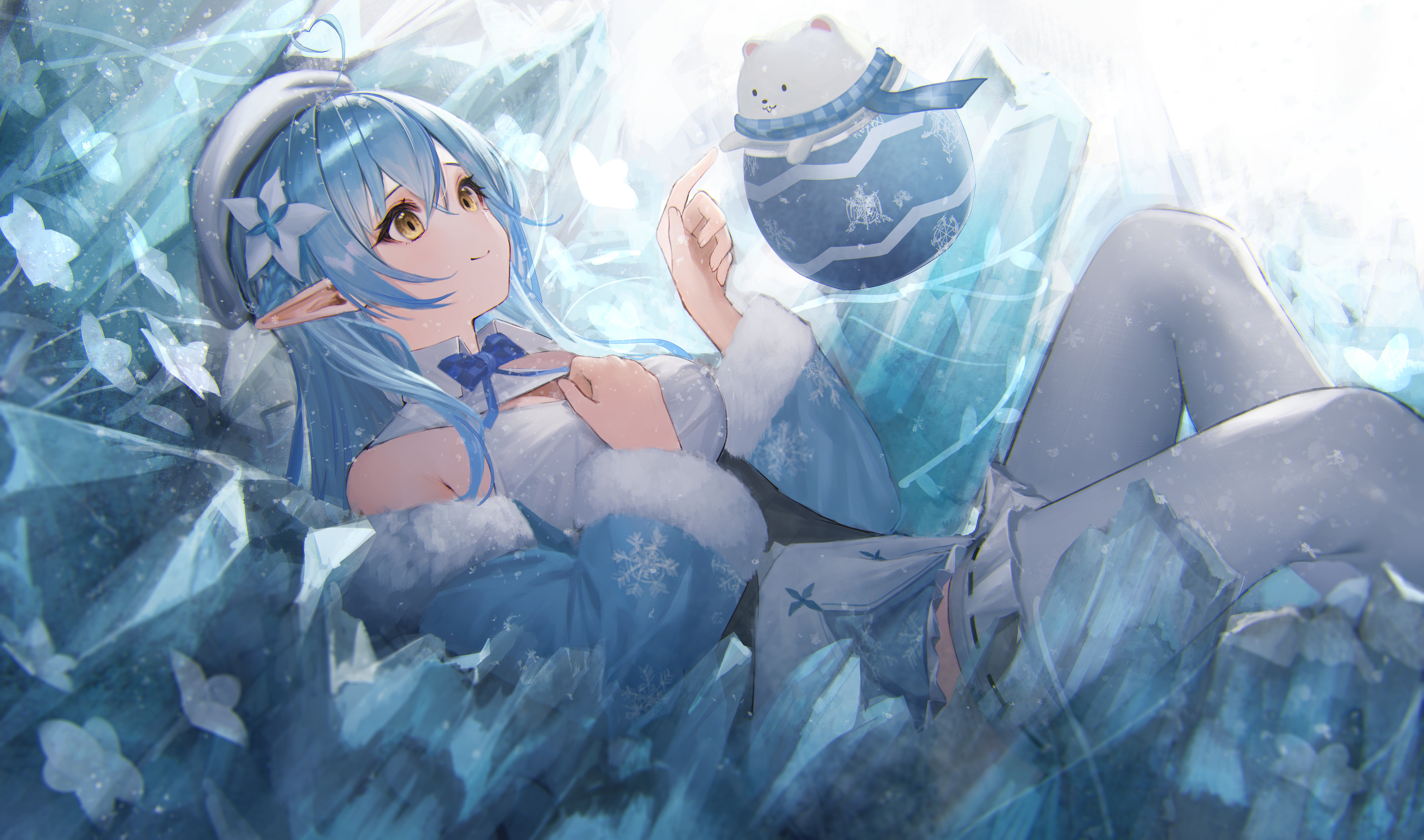 4K Yukihana Lamy with a Snowman HD Wallpaper