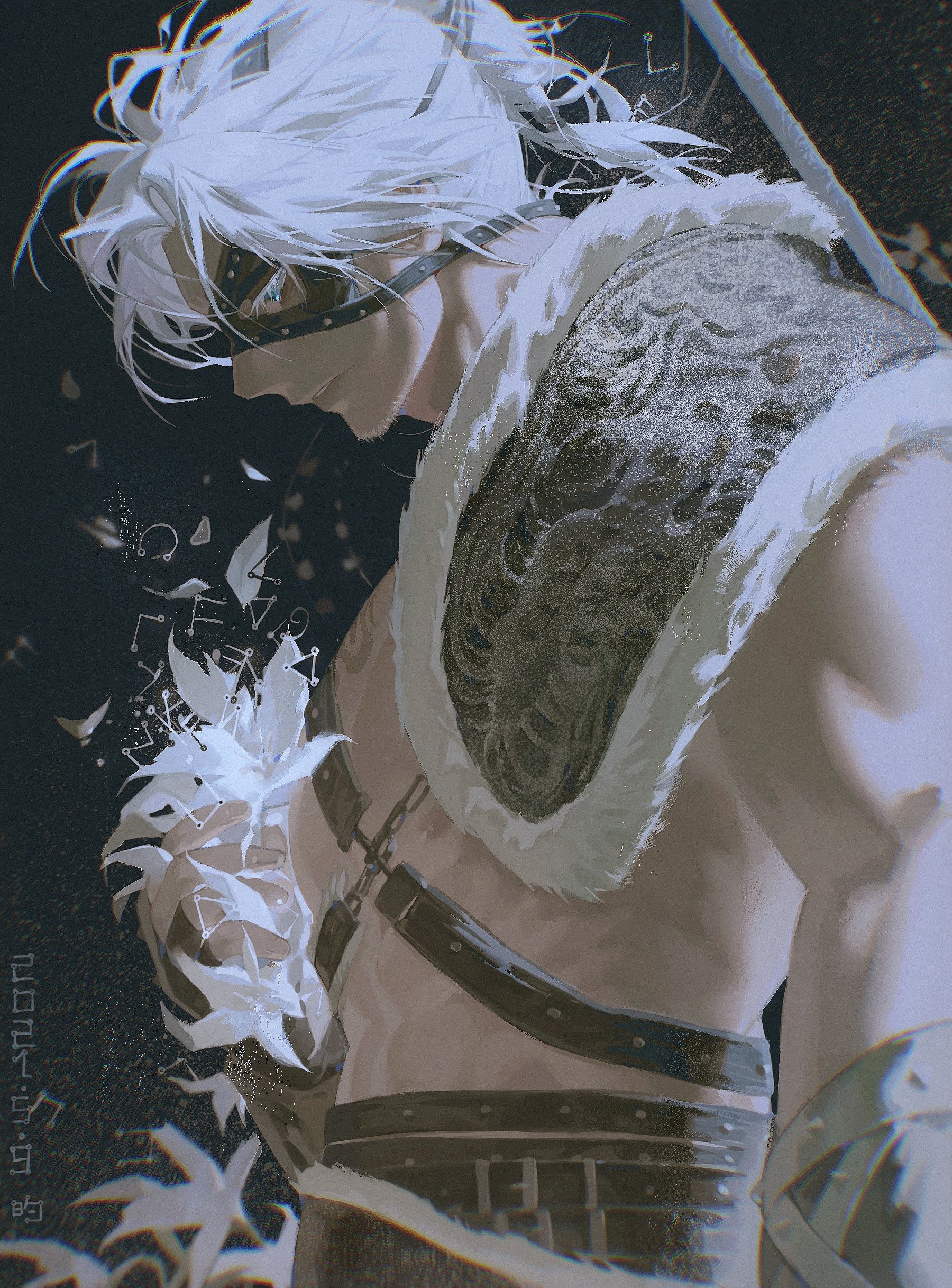 NieR Replicant Fantasy Man with White Hair HD Phone Wallpaper