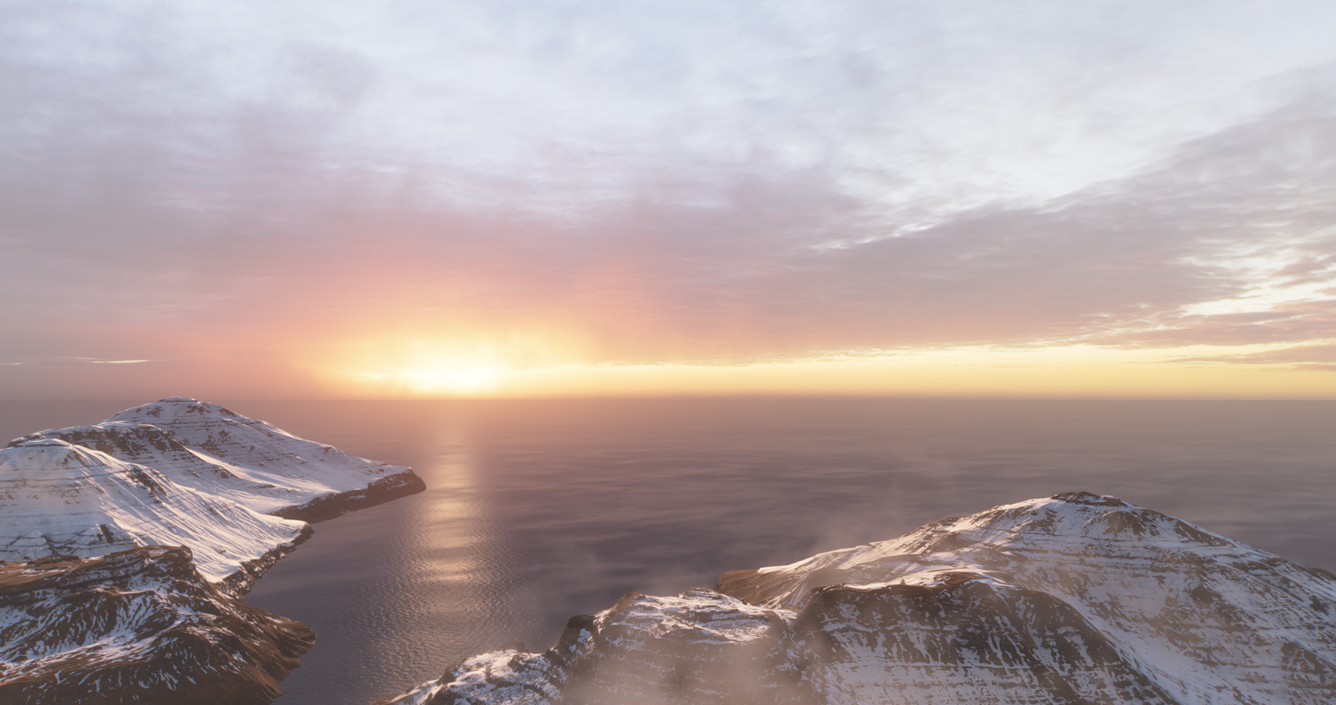 World of Warships snow-covered mountains and ocean view HD Wallpaper