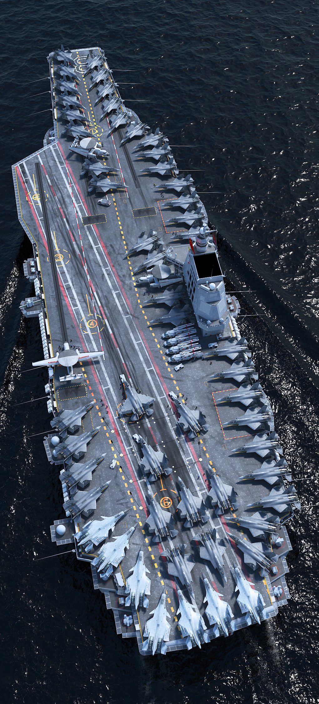Aircraft carrier with fighter jets on deck HD Phone Wallpaper