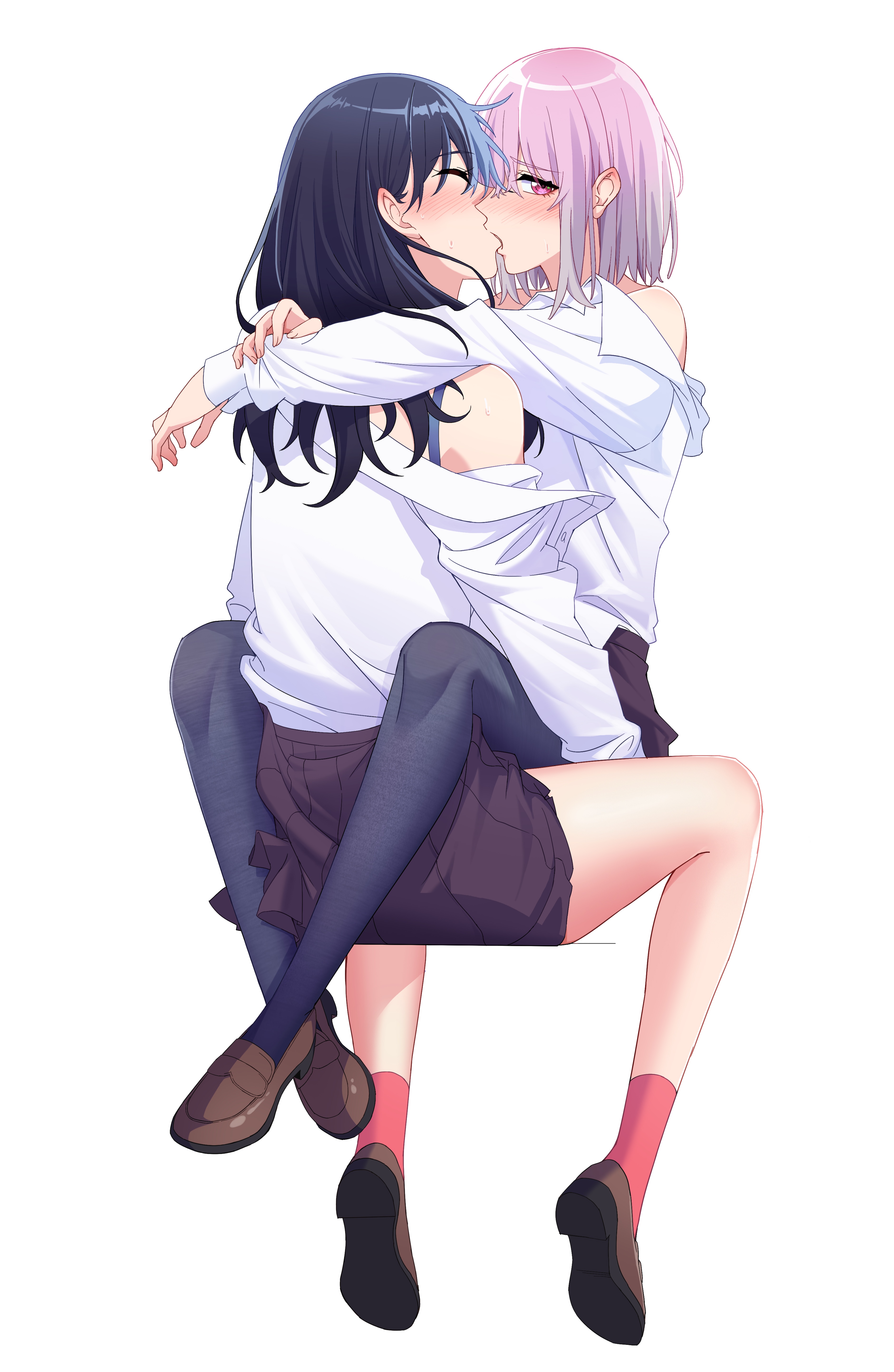 Akane and Rikka from SSSS.GRIDMAN kissing HD Phone Wallpaper