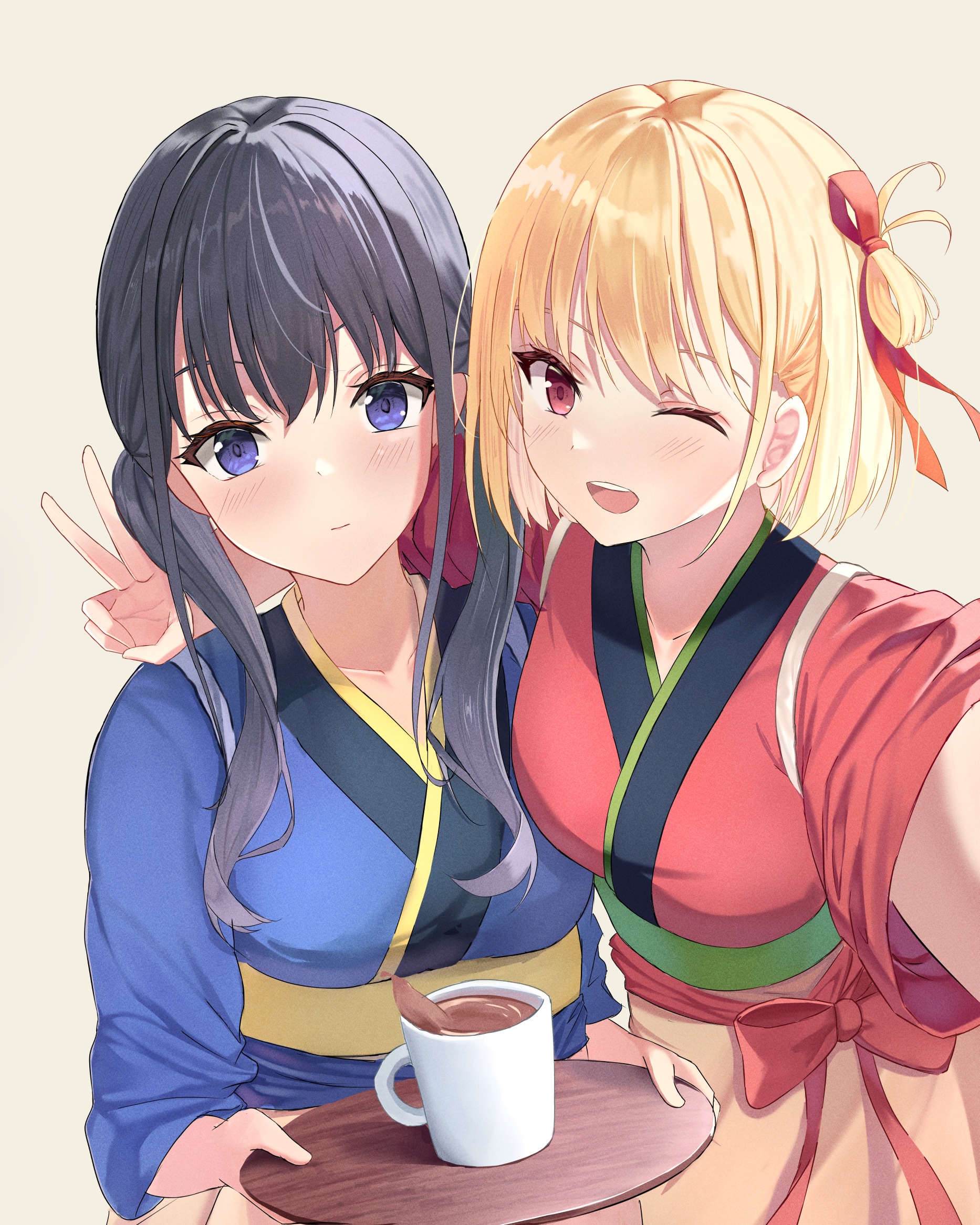 Nishikigi Chisato and Inoue Takina fan art HD Phone Wallpaper