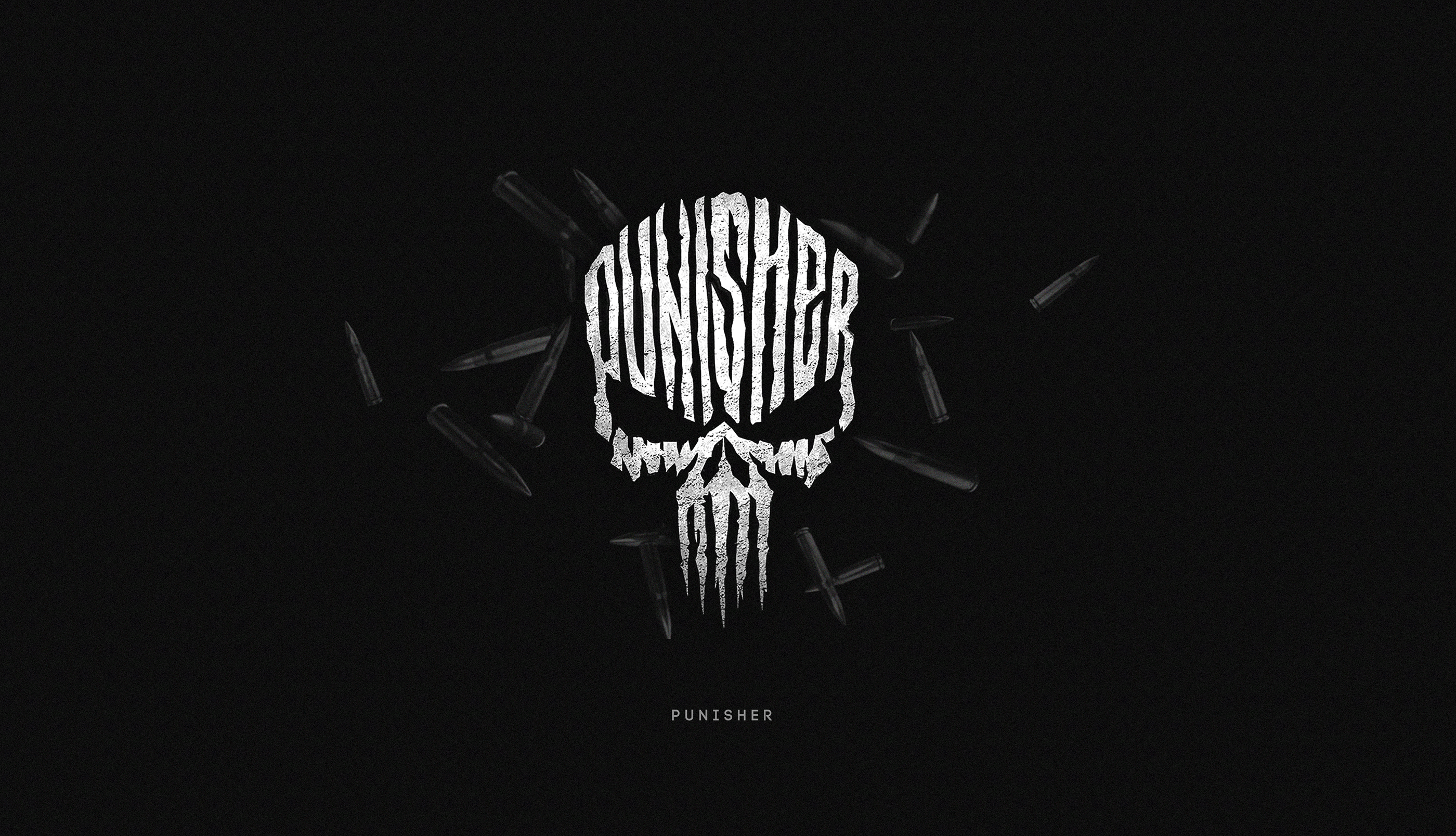 The Punisher Skull Logo with Bullets HD Wallpaper