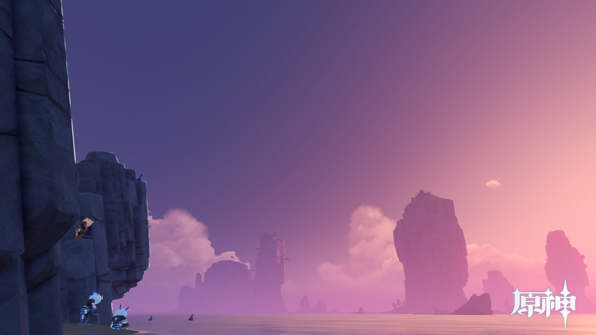 Genshin Impact: Rocky Islands at Sunset HD Wallpaper