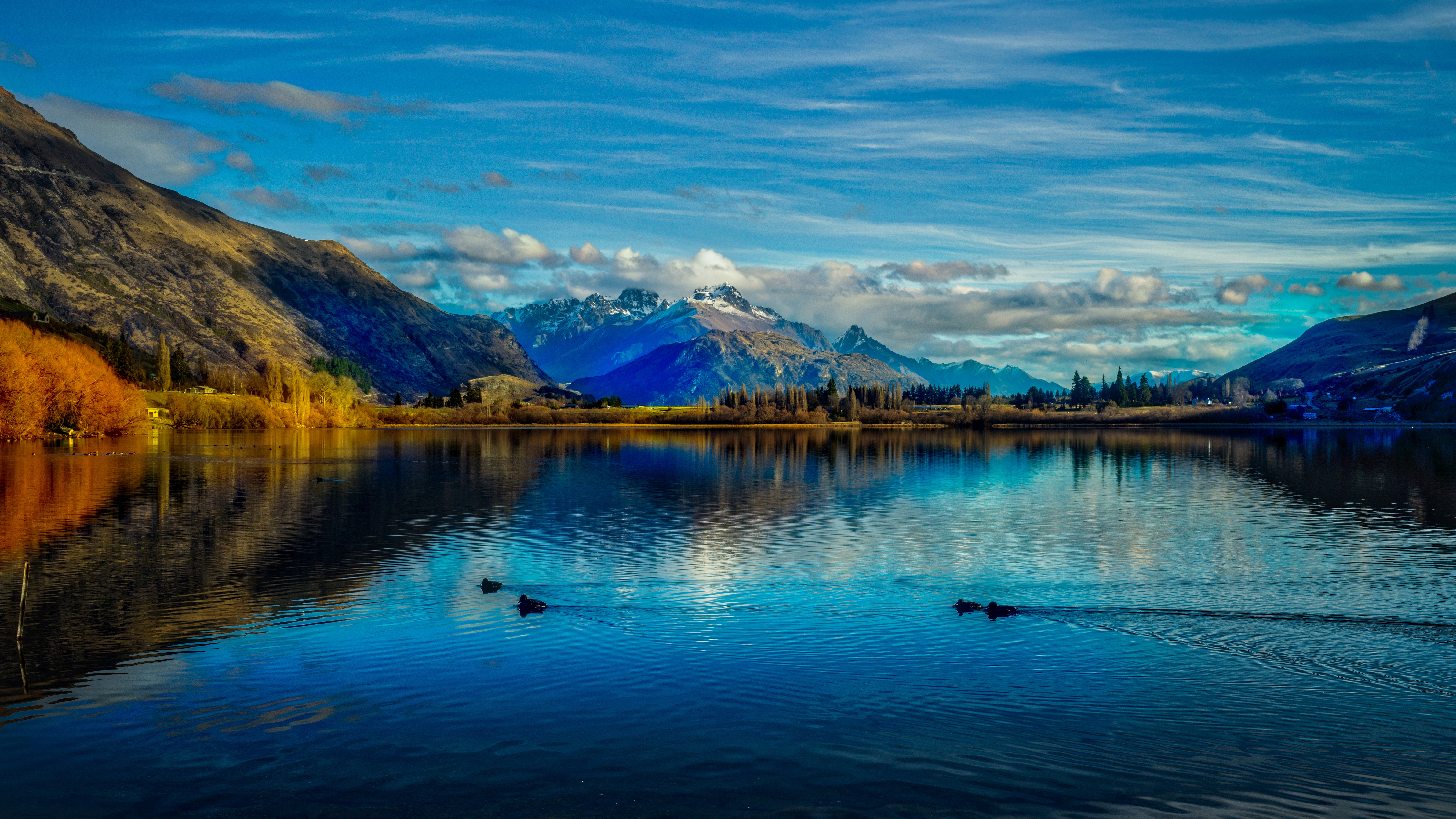 4K reflection of mountains and trees on a lake in New Zealand HD Wallpaper