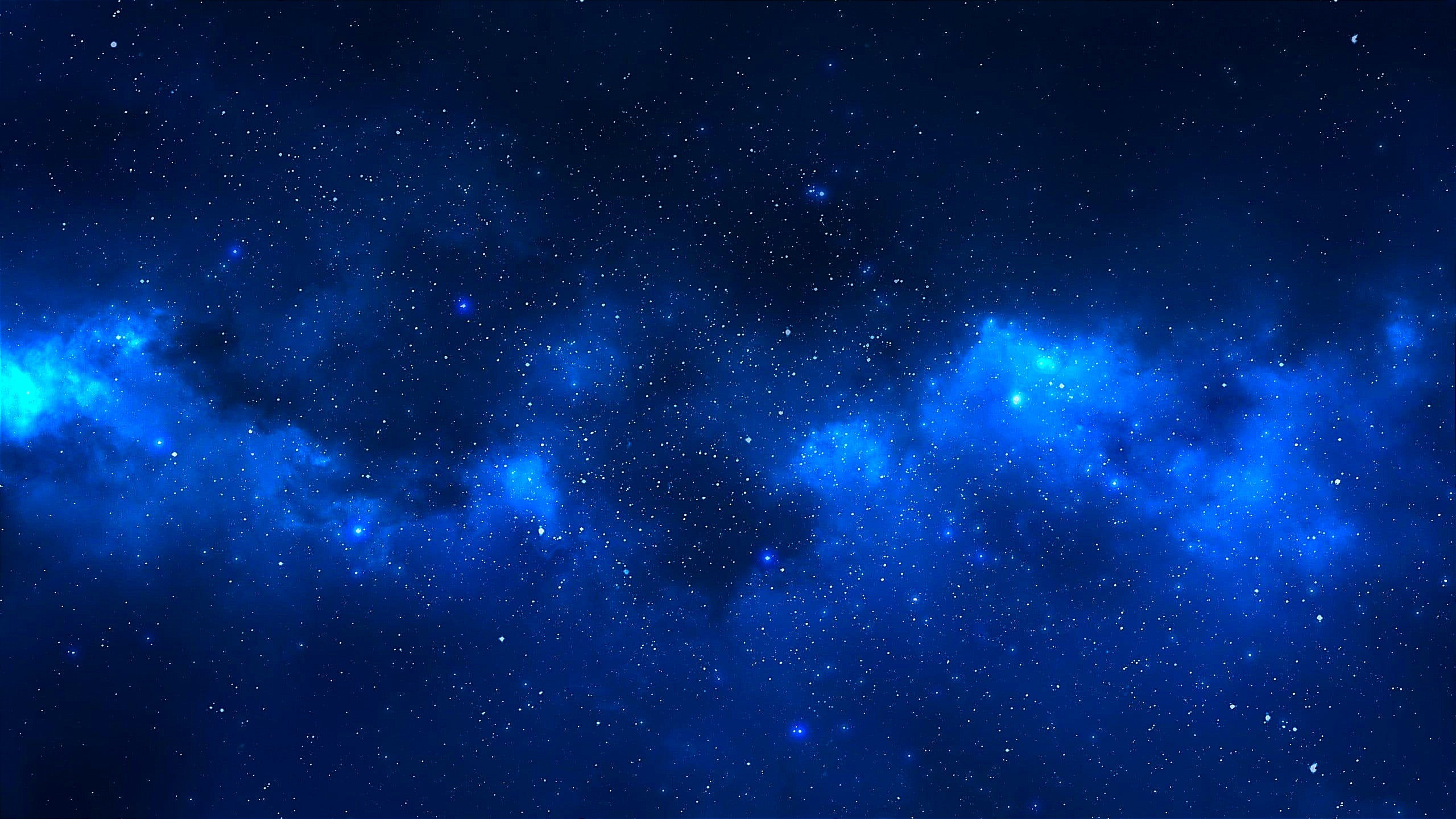 Starry night sky with blue nebulae HD Wallpaper